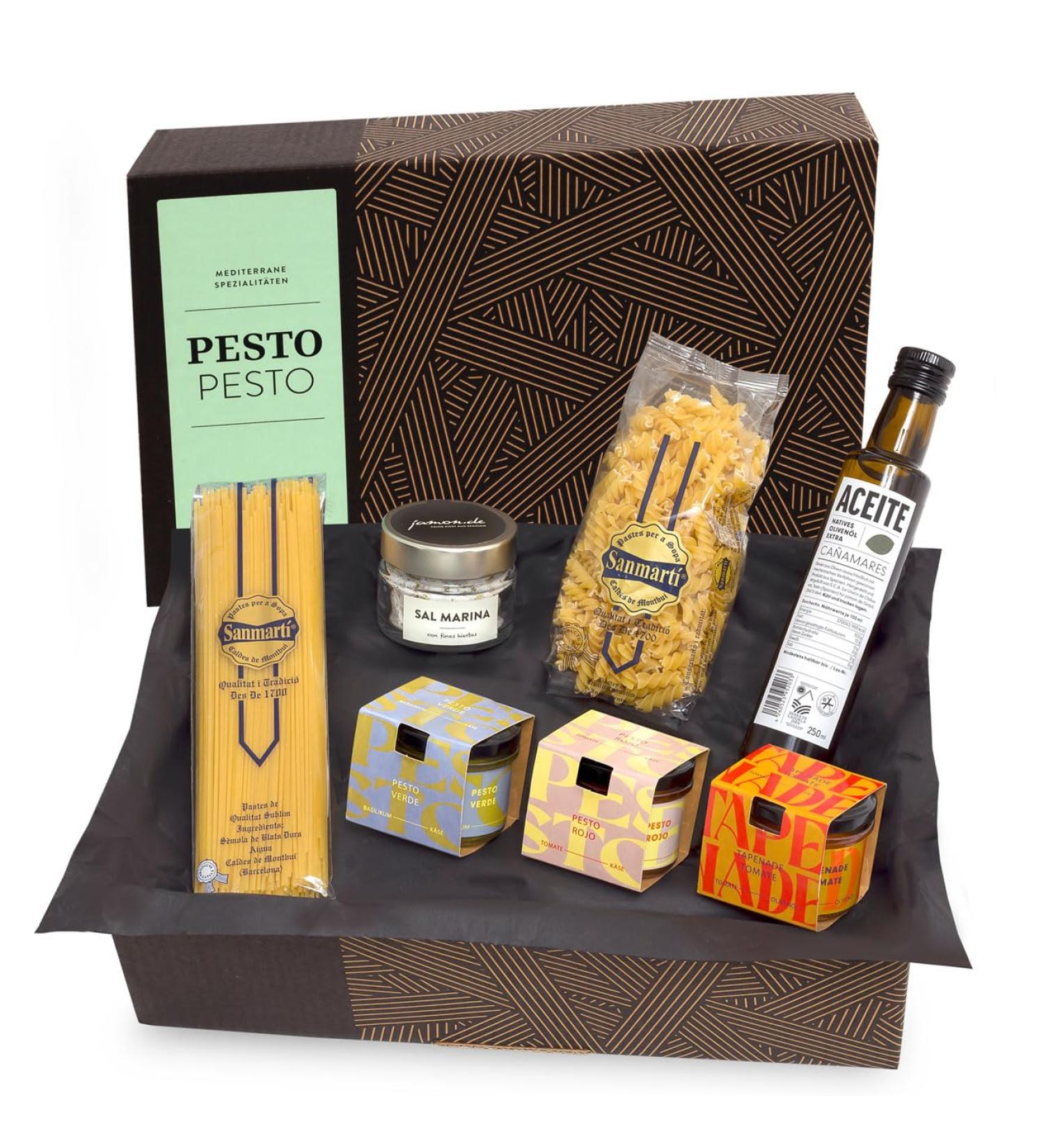 Authentic Mediterranean Gourmet Box - Pesto Pasta Olive Oil & Sea Salt | Jamon.de - Buy Online on GoSupps.com