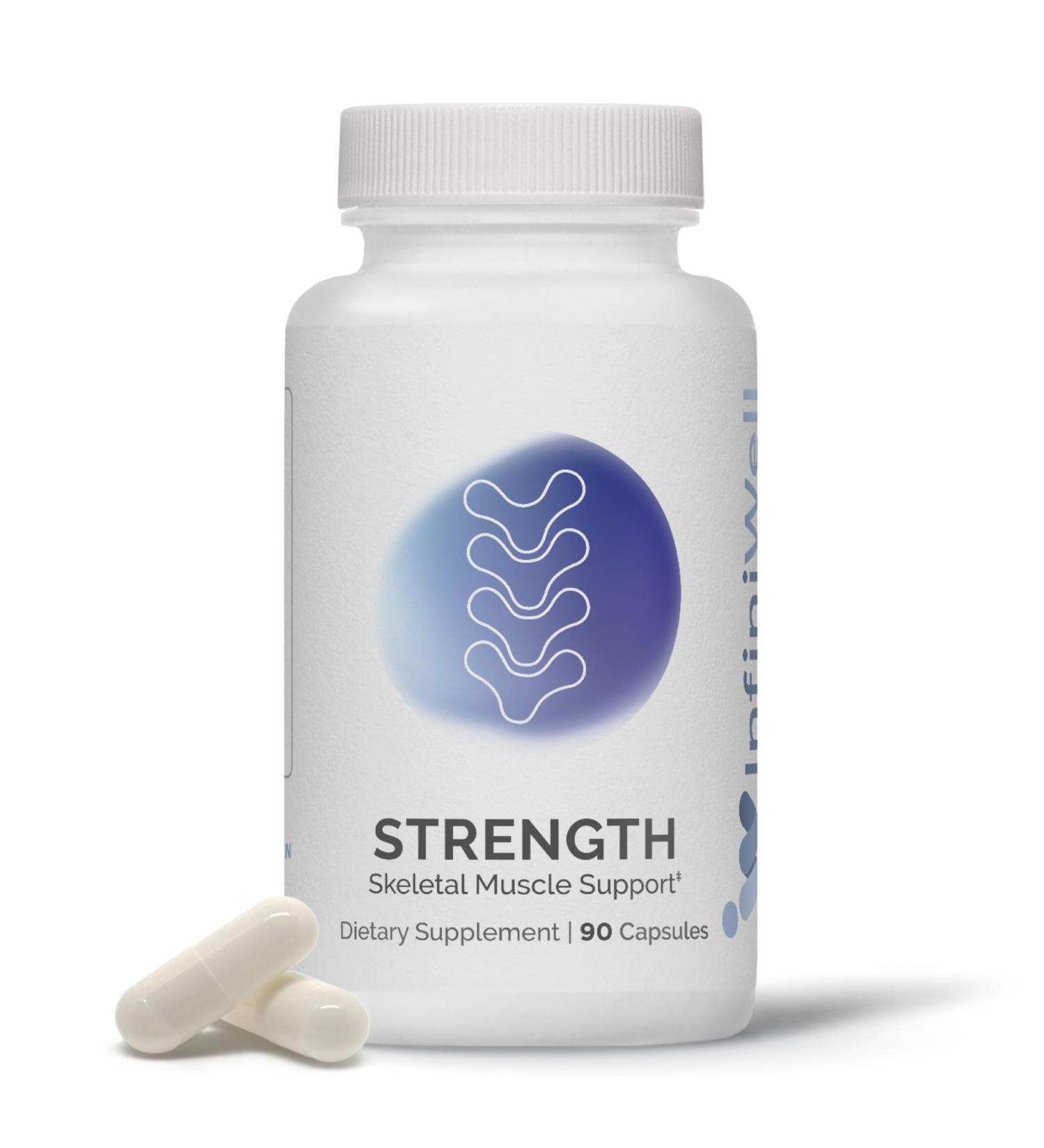 InfiniWell Strength - Muscle Recovery Supplements for Healthy Aging - HMB Supplement for Stamina Endurance Strength Gains & Mobility - Nourish Healthy Muscle Mass & Tissue Quality (90 Capsules) - Buy Online on GoSupps.com