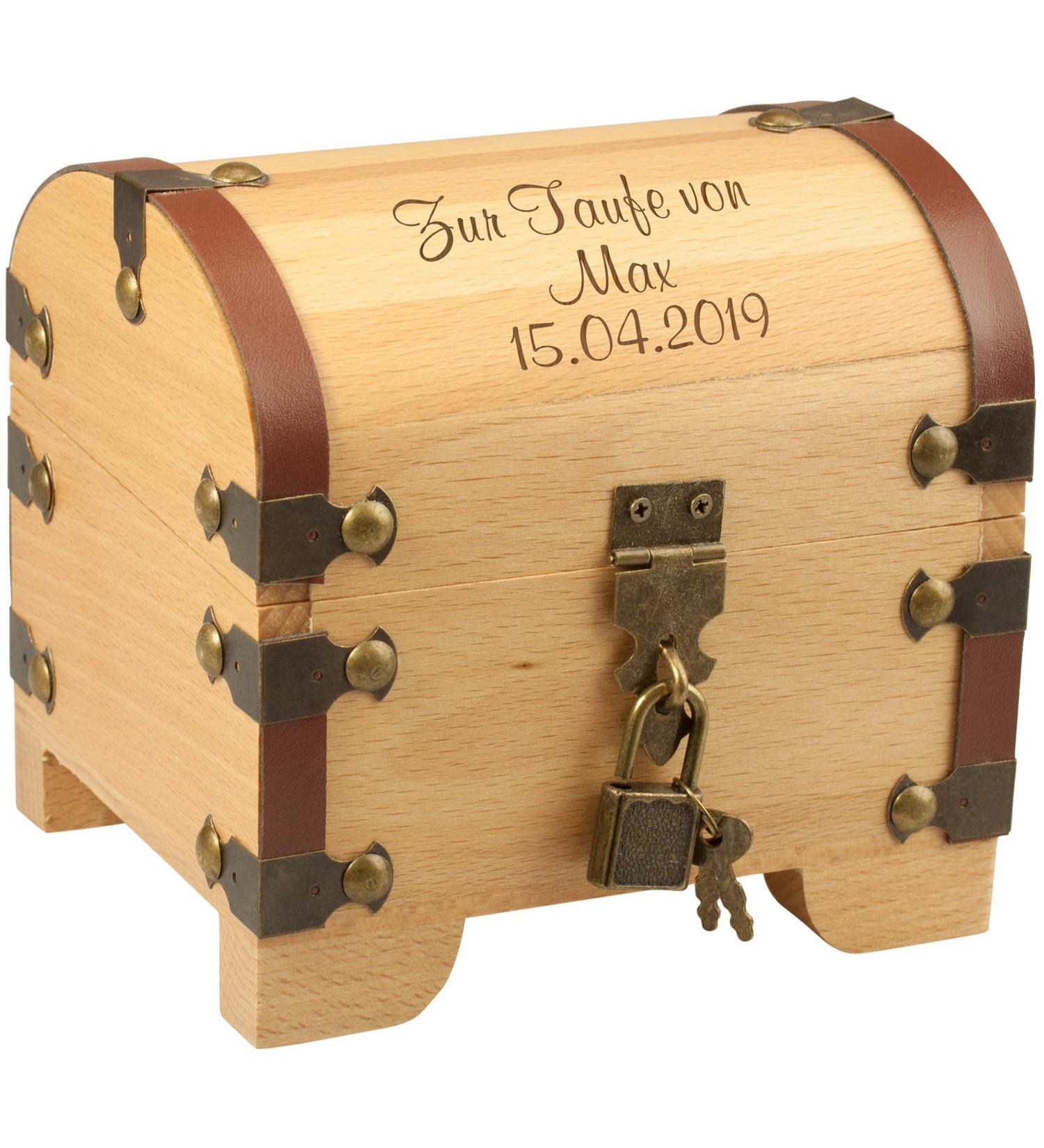 Personalized Treasure Chest Baptism Gift | Engraved Money Packaging for Boys & Girls | Unique Custom Baptism Keepsake - Buy Online on GoSupps.com