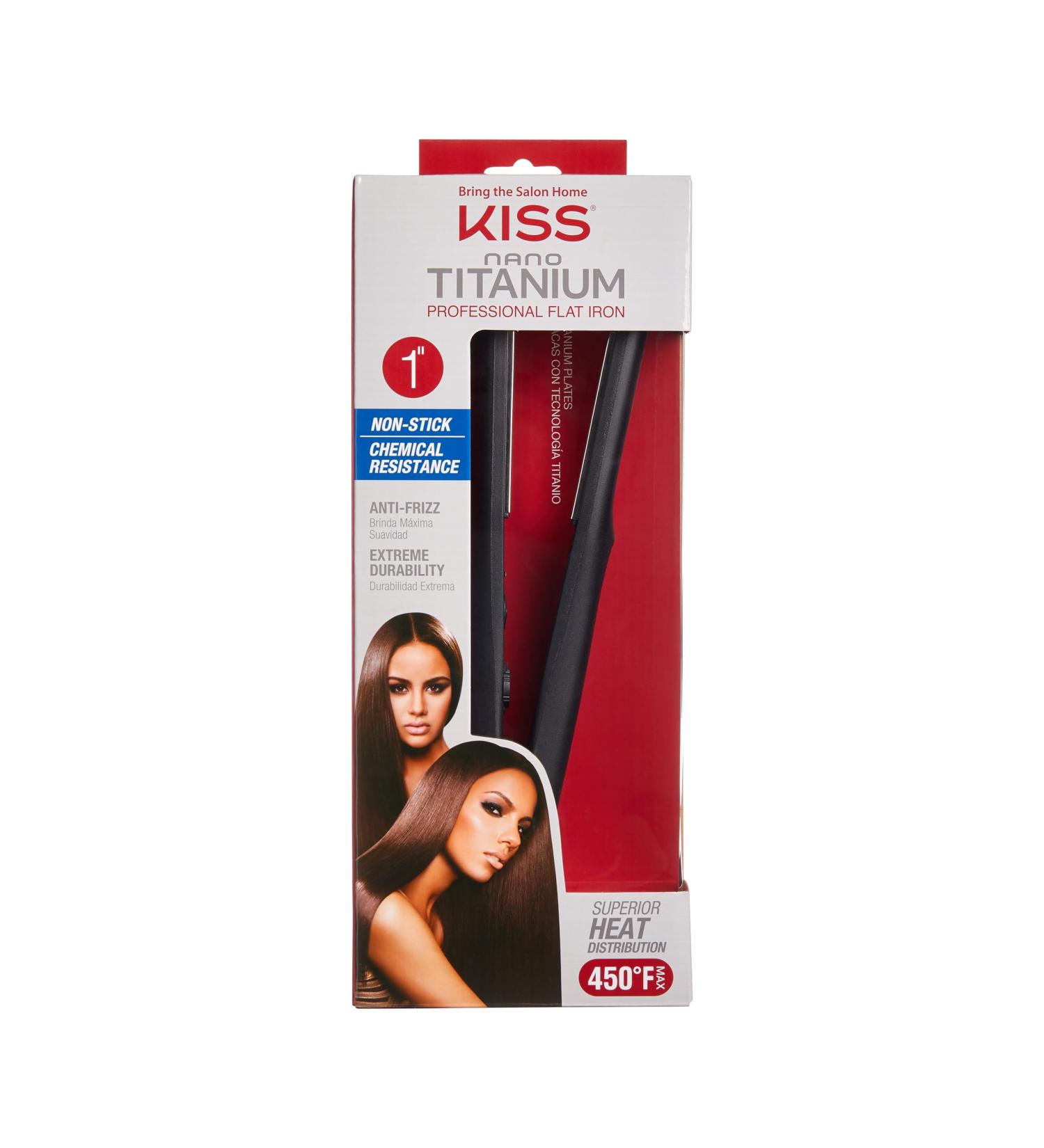 KISS Nano Titanium Flat Iron - Professional Hair Straightener with Non-Stick Plates Variable Temp Control & Ergonomic Design for International Shipping - Buy Online on GoSupps.com