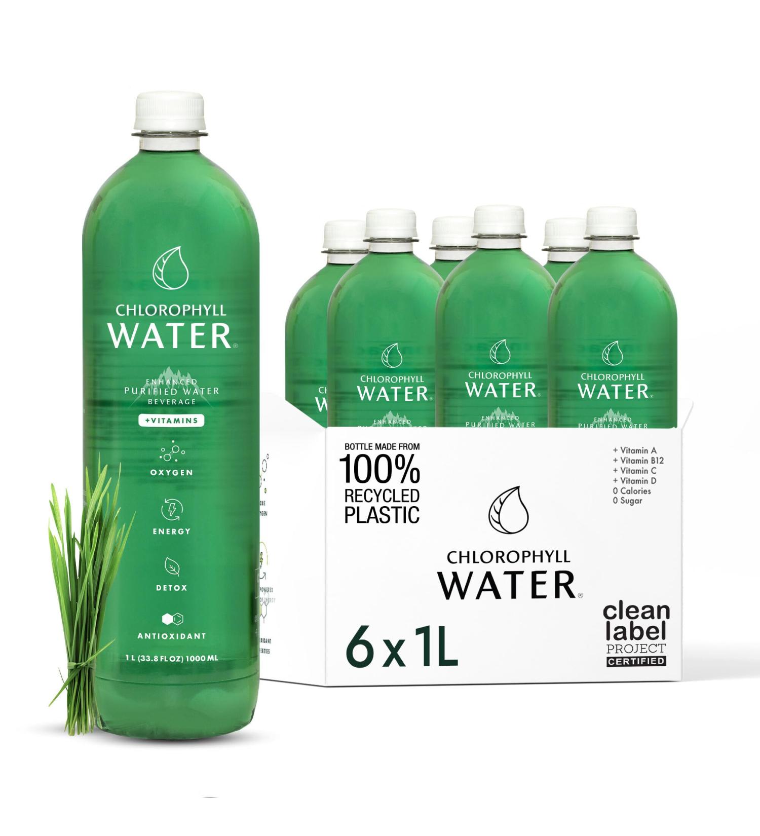 Chlorophyll Water 6 Pack Chlorophyll Liquid Drops with Vitamin Water for Natural Body Detox Immunity Support and Hydration featuring a refreshing Lemon and Spearmint Taste (1 Liter) - Buy Online on GoSupps.com