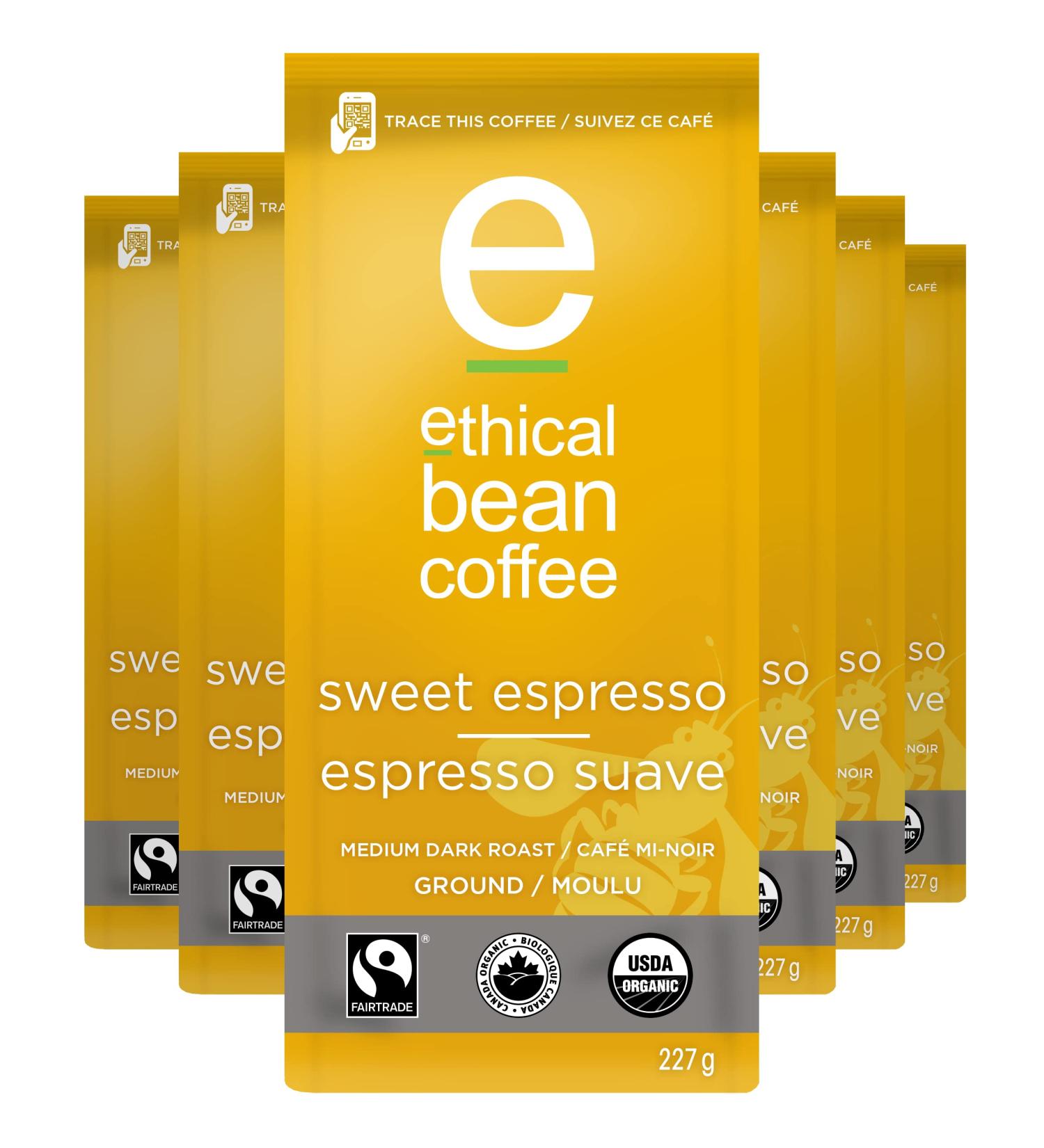 Ethical Bean Sweet Espresso Medium Dark Roast Fairtrade Organic Coffee 227g (Pack of 6) Espresso 1.36 kg (Pack of 1) - Buy Online on GoSupps.com