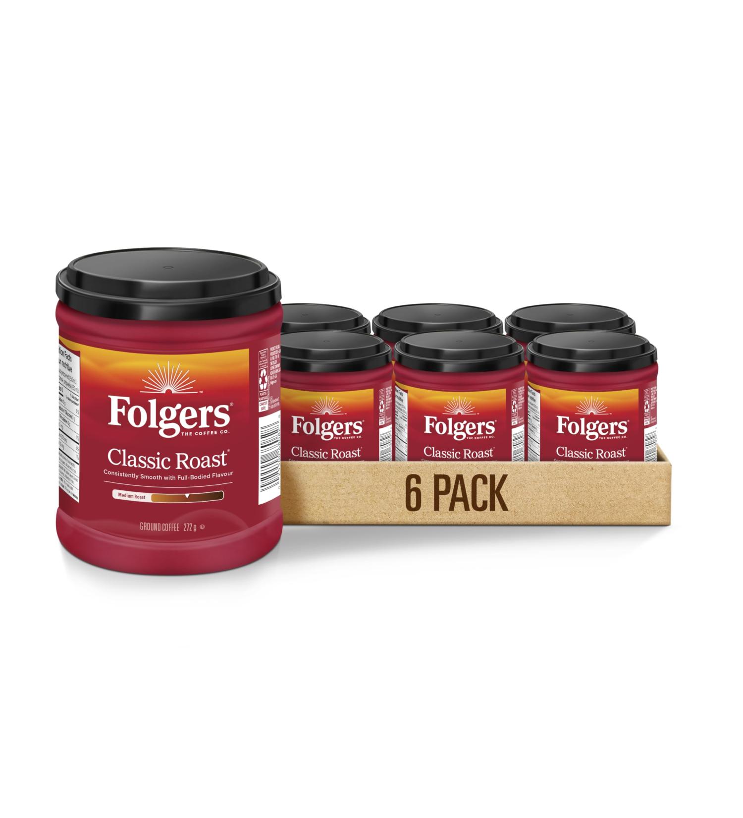 Folgers Classic Roast Medium Roast Ground Coffee 272g Pack of 6 Classic Roast 272 g (Pack of 6) - Buy Online on GoSupps.com