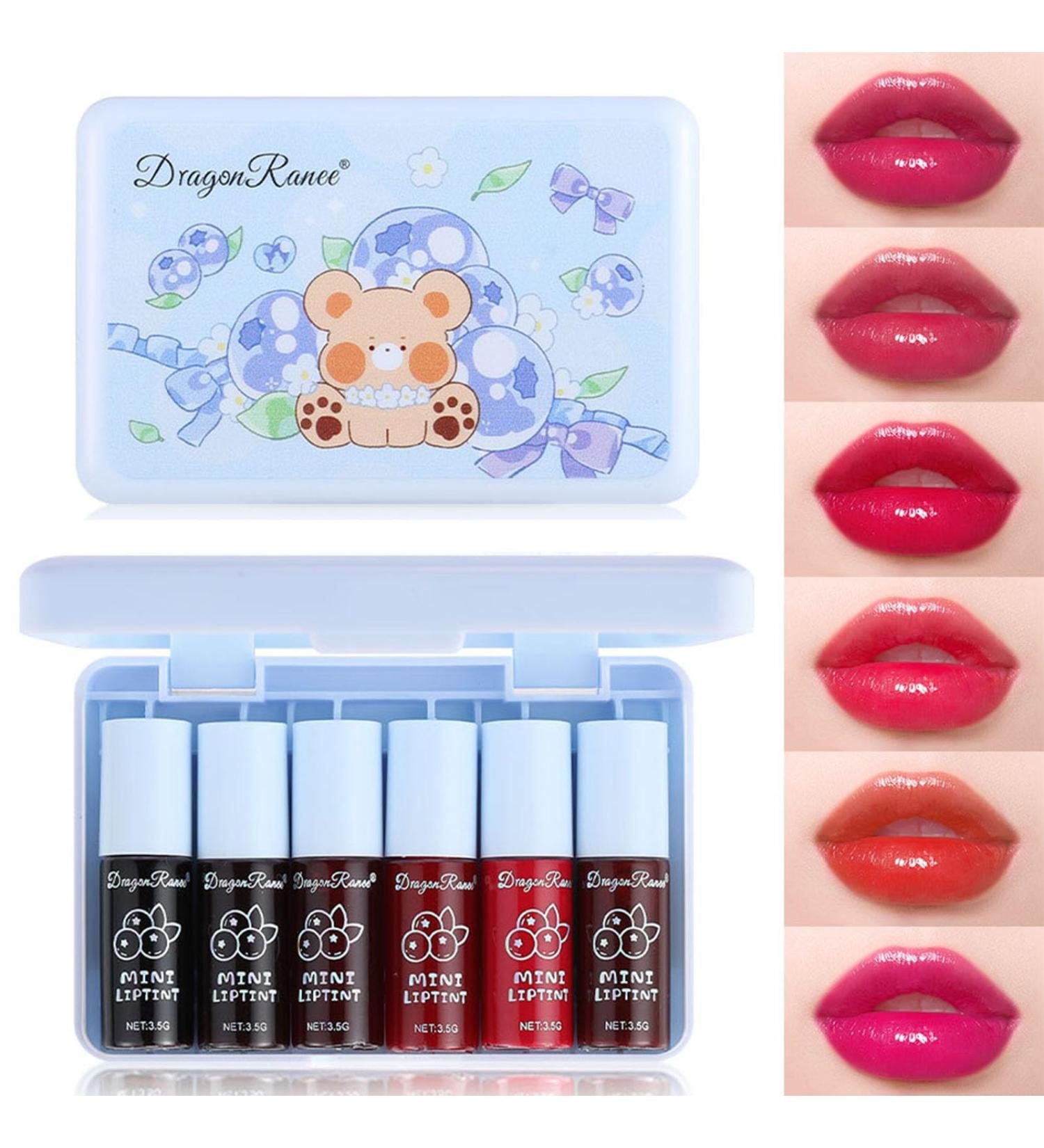 TITIMORE 6 Colors Lip Tint Stain Set Long Lasting Water Lip and Cheek Tint Waterproof Lip Gloss Mini Liquid Lipstick Moisturizing Lip Makeup Non-Stick Cup Lip Stain(Blueberry) - Buy Online on GoSupps.com
