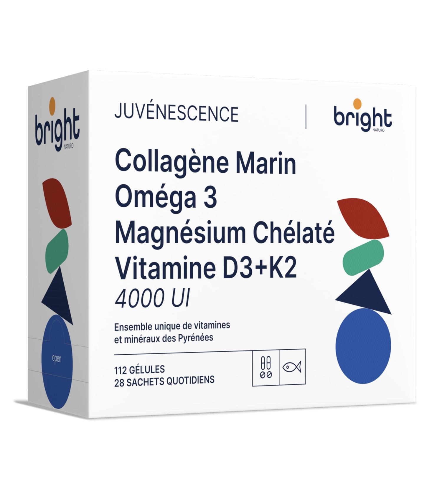  Bright Naturo Longevity Management | Vitamin D3 and K2 4000 IU + Magnesium Omega-3 Collagen Non-GMO | Powerful Synergy of Vitamins and Minerals | 28 Daily Doses - Buy Online on GoSupps.com