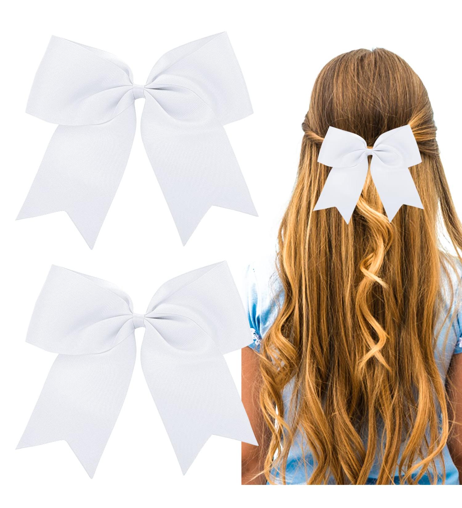 Sibba Big Large White Bows 2 PCS 8 Inch | Alligator Hair Barrettes Clips for Girls & Women - Buy Online on GoSupps.com