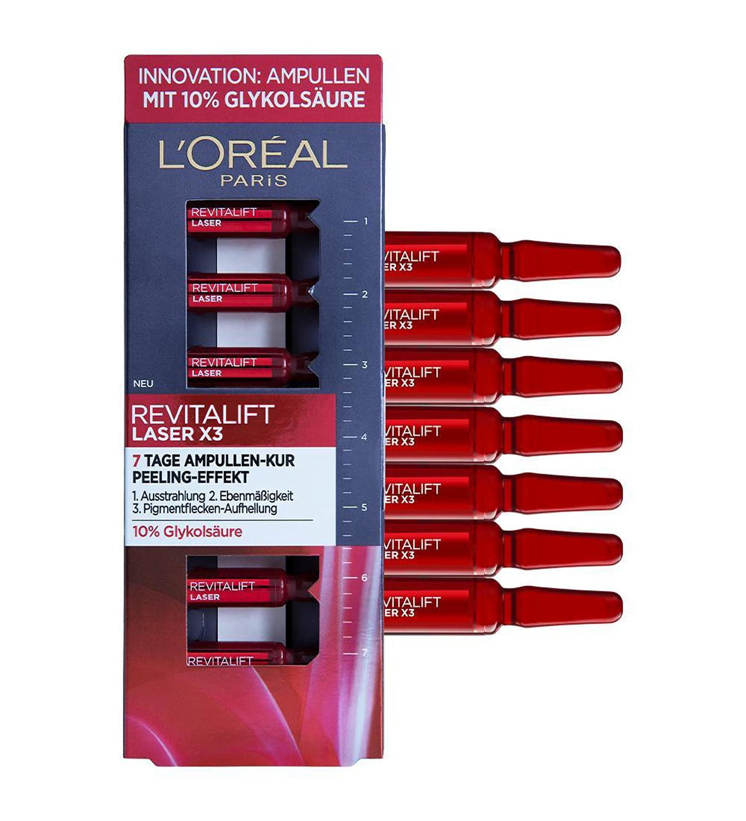 Revitalift Laser X3 Ampoules - Anti-Aging Facial Treatment with Glycolic Acid | 7-Day Revitalizing Care by L'Or al Paris - Buy Online on GoSupps.com