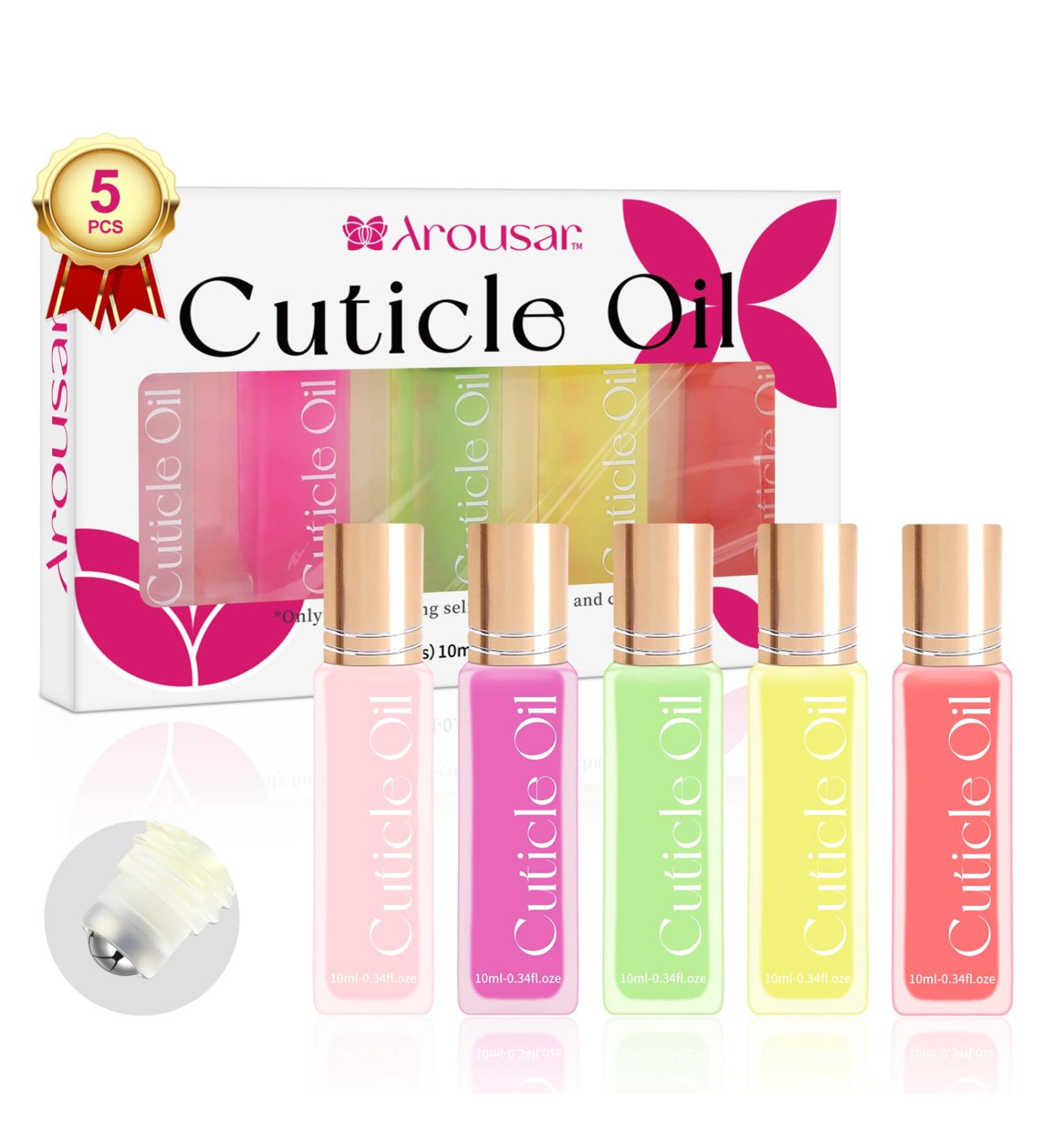 Arousar Cuticle Oil 5pcs 10ml Nail Oils Set Rollerball Applicator for Nails Natural Cuticle Care Kit Essential Oils for Nails Smoothing Nourishing and Moisturizing Sweet Peach A-Peach/ Grape/ Aloe Vera/ Lemon/ Pomegranate - Buy Online on GoSupps.com