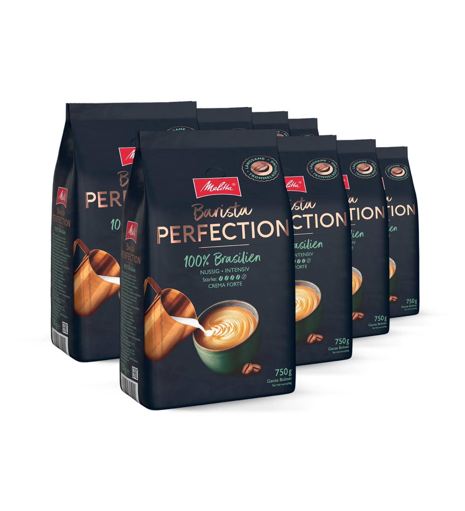 Melitta Barista Perfection 100% Brazil Coffee Beans - 8 x 750g | Premium Arabica Slow Roasted Crema Forte - Buy Online on GoSupps.com