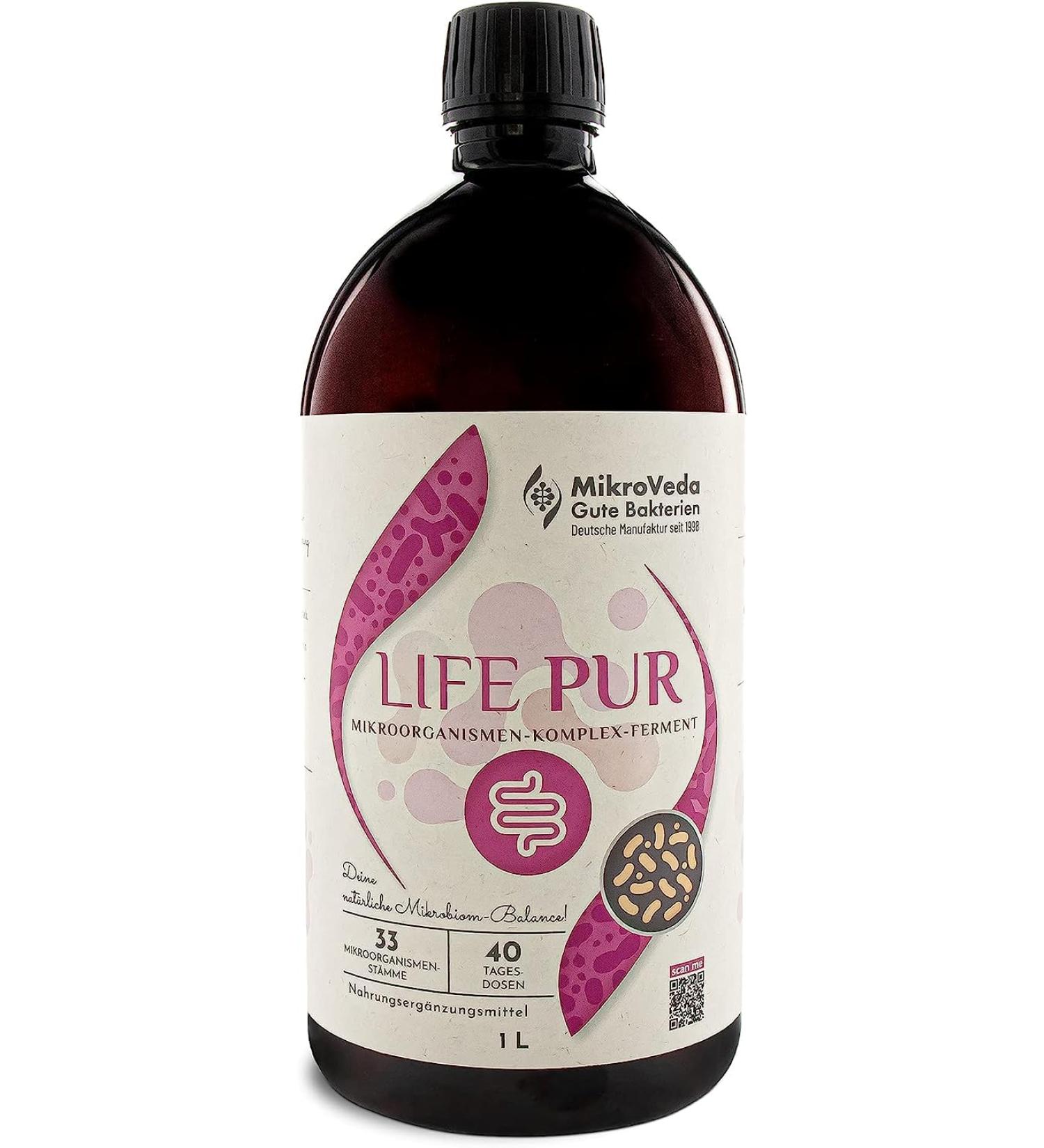 Mikroveda Enzyme Ferment Drink LIFE PUR 1L | Vegan Probiotic Beverage by Dalimar - International Shipping Available - Buy Online on GoSupps.com