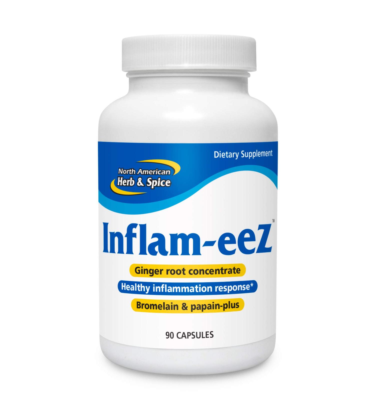 NORTH AMERICAN HERB & SPICE Inflam-eeZ - 90 Capsules - Supports Healthy Immune & Inflammatory Response - Ginger Root Camu Camu Berries Bromelain & Papain Plus - Non-GMO - 45 Total Servings - Buy Online on GoSupps.com