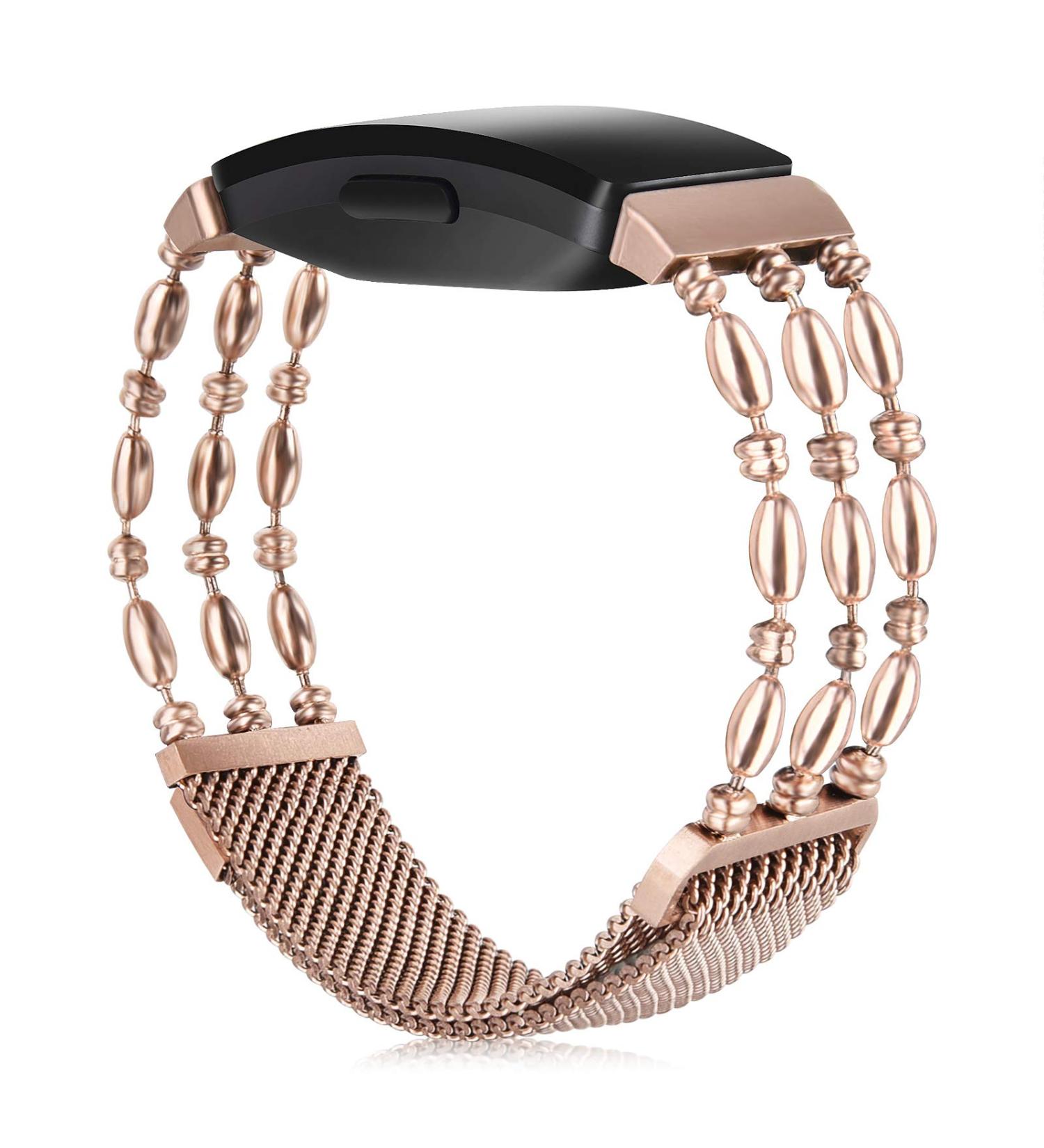 KOREDA Stainless Steel Metal Chain Bangle for Fitbit Inspire HR - Rose Gold - Buy Online on GoSupps.com