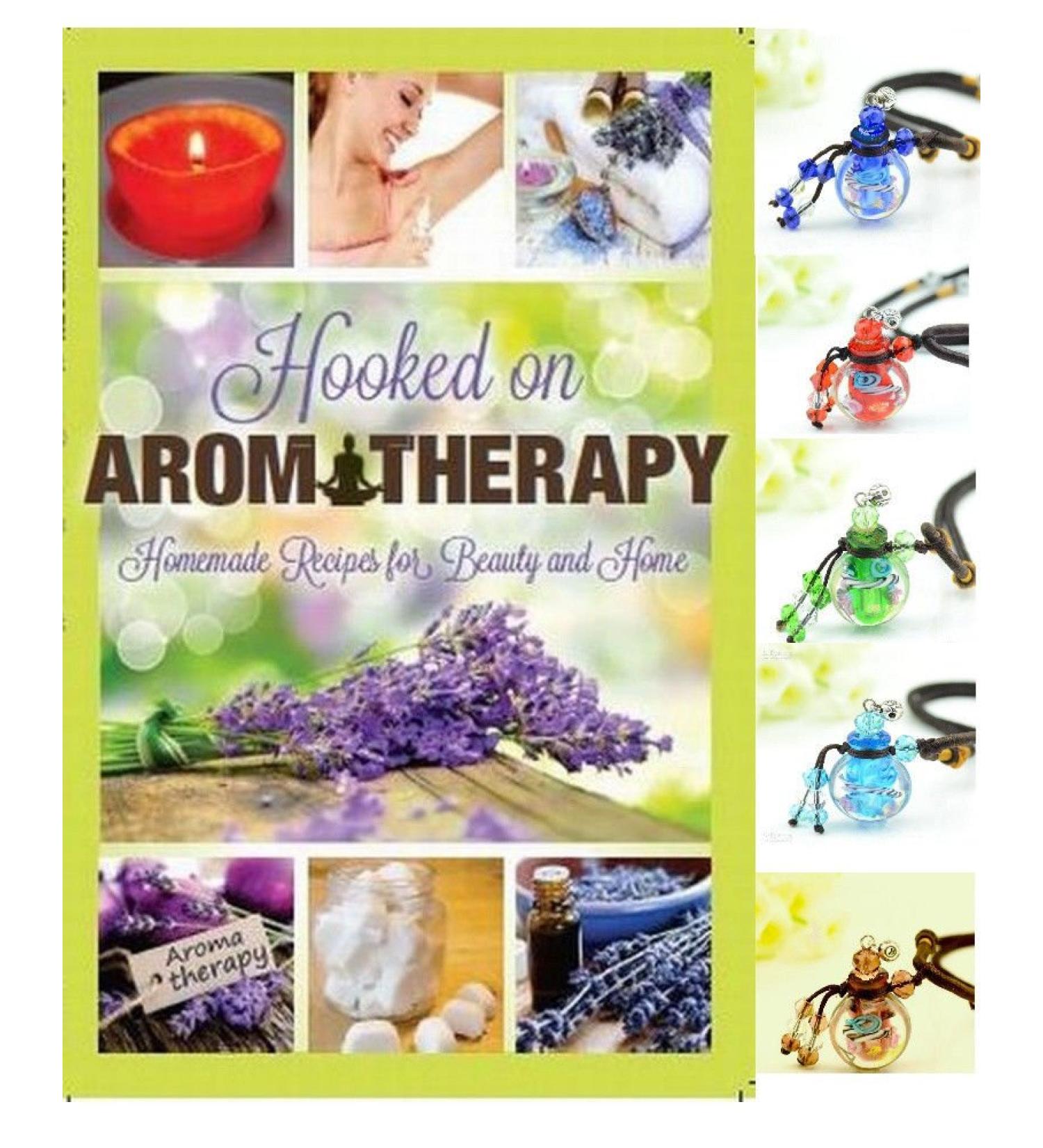 Aromatherapy Jewelry & Hooked on Aromatherapy Recipe Book for Beauty & Home (Sandalwood Bottle)