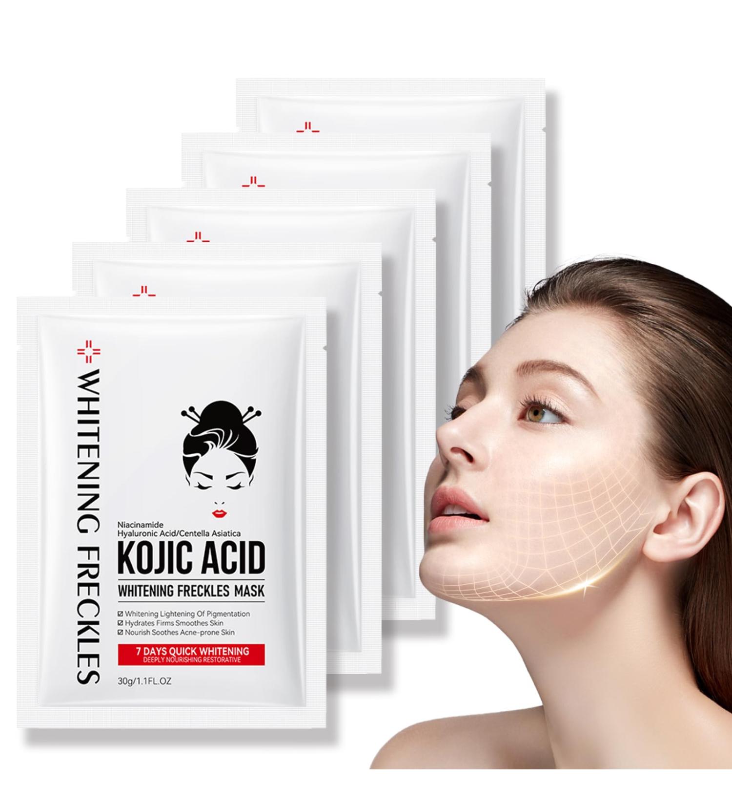 Kojic Acid Face Masks Face Masks Skincare with Kojic Acid Hyaluronic Acid Nicotinamide Brightening Firming Anti Aging Sheet Mask Evens Tone Moisturize Soothe Gift Set for Women - Buy Online on GoSupps.com