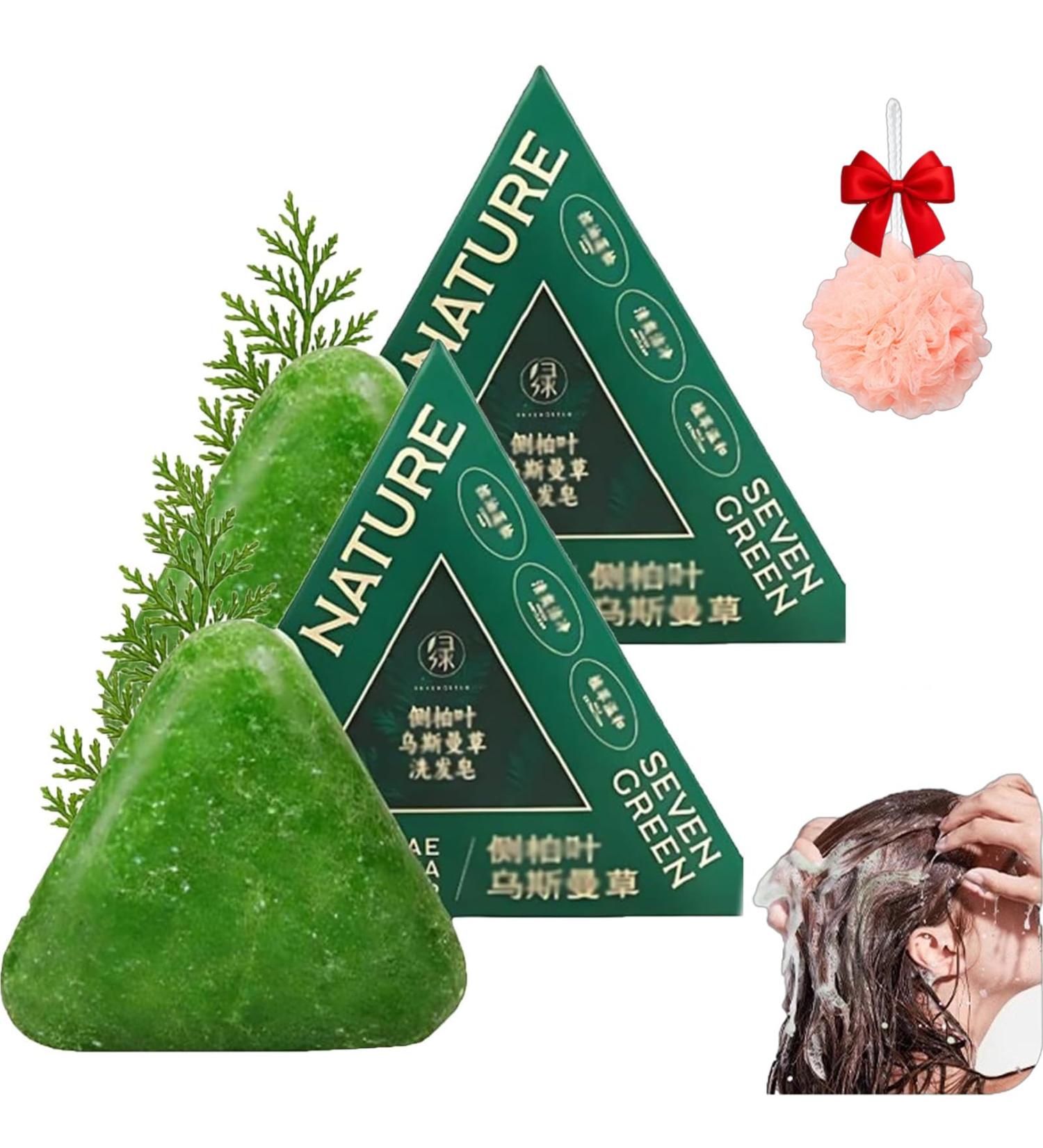 Shampoing Solide Nature Triangle Savon Solide Nature Seven Green Savon Solides L'eau De Riz Gluant L'herbe Usman Naturel Et Biologique Base De Plantes (2CPS) - Buy Online on GoSupps.com