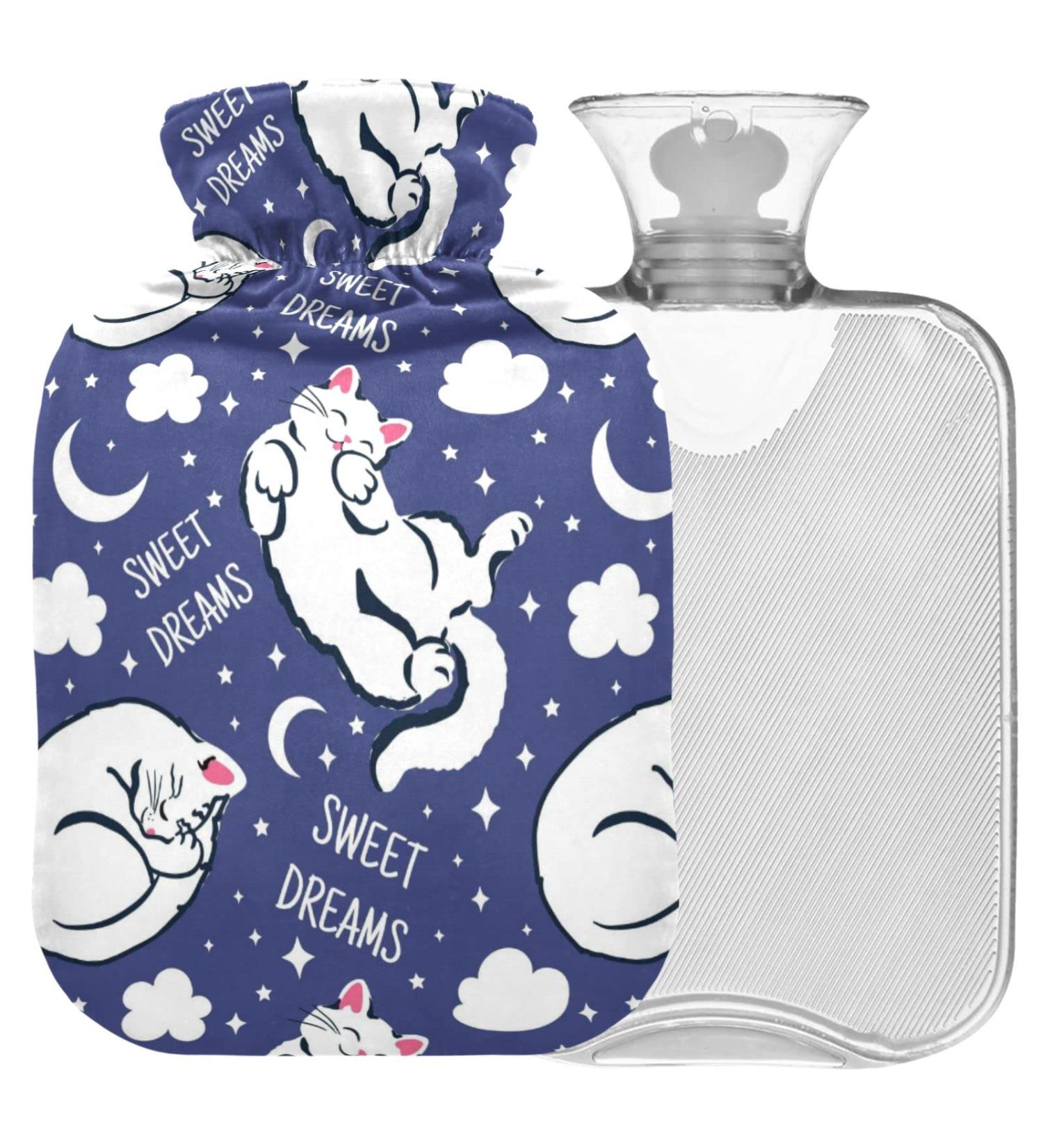 Naanle Cute Sleeping Cats Hot Water Bottle - 2L Handfoots Heating Bag for Pain Relief & Cold Therapy | Transparent Design - Buy Online on GoSupps.com