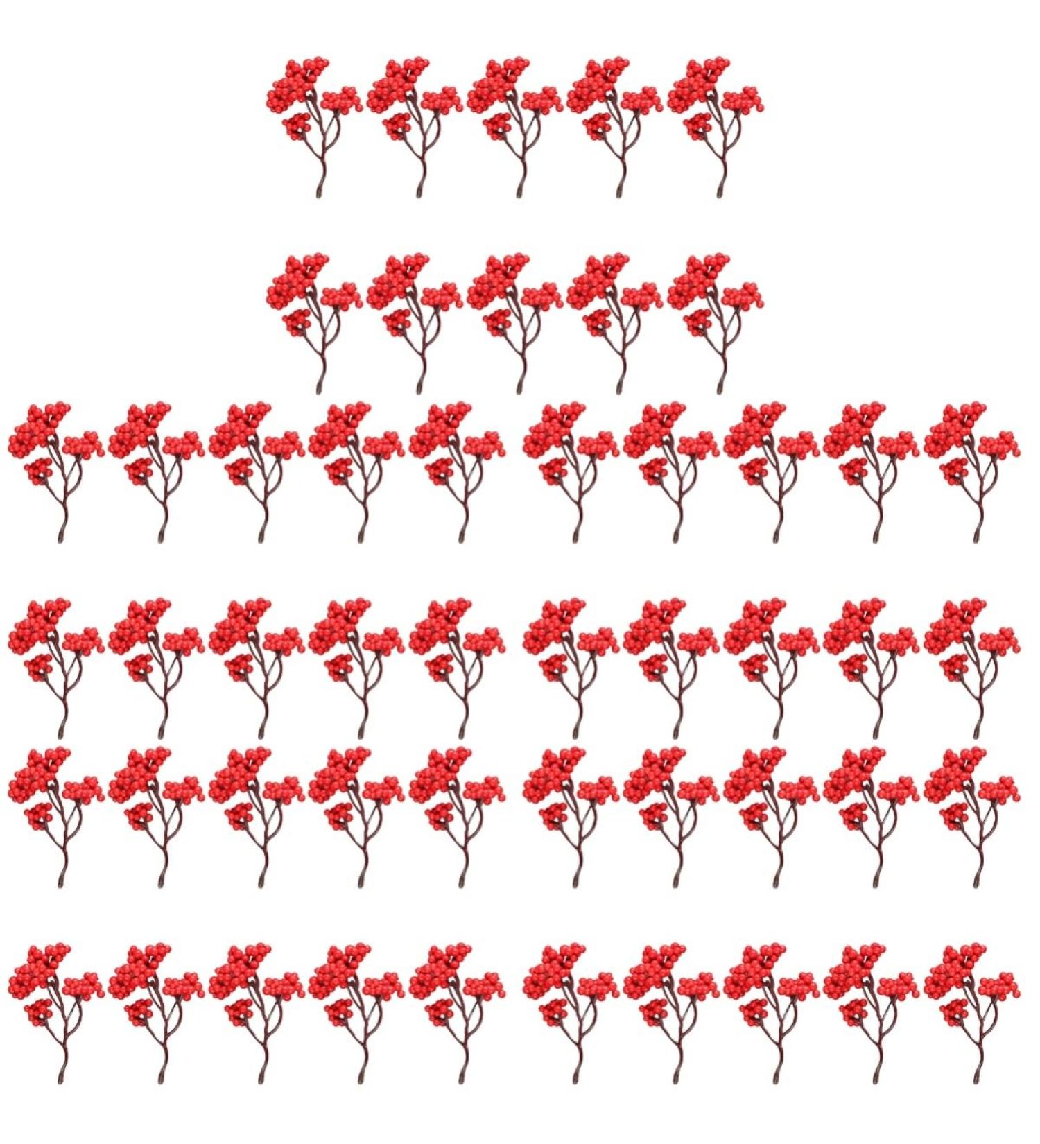 HOMSFOU 50 Pcs Artificial Red Fruit Xmas Holly Berries Stems Simulation Red Berries Holly Berries for Crafts Fake Holly Berries Desk Topper Christmas Tree Picks Plastic Fake Branch Berry - Buy Online on GoSupps.com