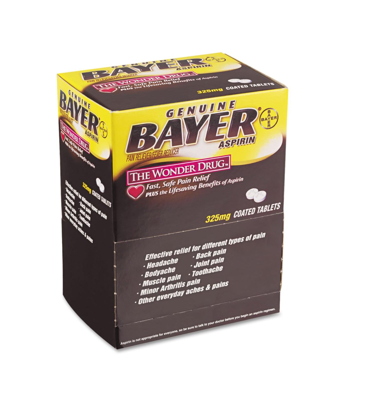 Bayer BXBG50 Aspirin Tablets - Two-Pack (50 Tablets per Box) - Buy Online on GoSupps.com
