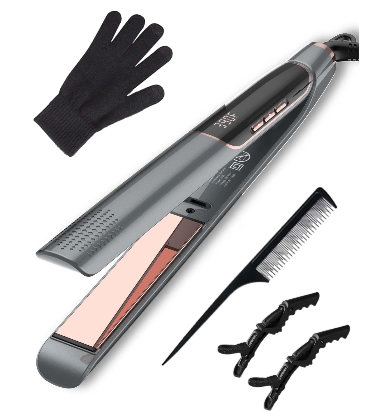 Buy ANWA Titanium 1 Inch Flat Iron Hair Straightener - 2 in 1 Curler 3D Floating Plates Professional Ionic Design Double Voltage - International Shipping Available - Buy Online on GoSupps.com