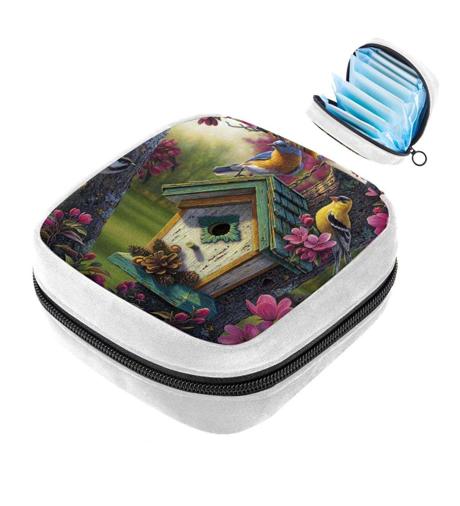 Sanitary Napkin Storage Bag | Period Tampon Makeup Pad Pouch - Tree House Bird Color3430 - Buy Online on GoSupps.com