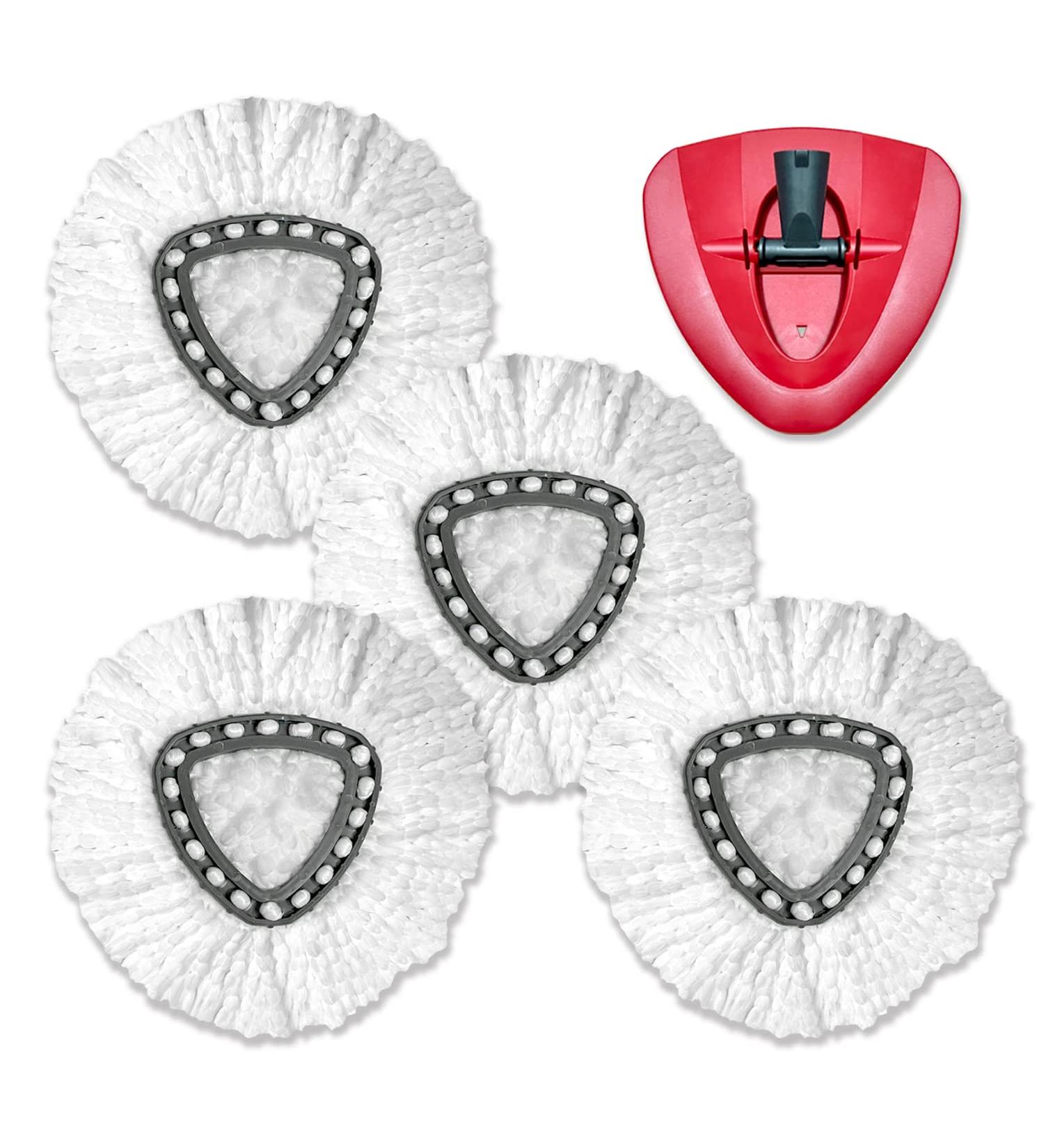 4 Pack Spin Mop Replacement Head - EasyWring Refills for Triangle Spin Mop | Microfiber Cleaning Mop for Floors - Includes Rotating Base | 4 Pack White - Buy Online on GoSupps.com