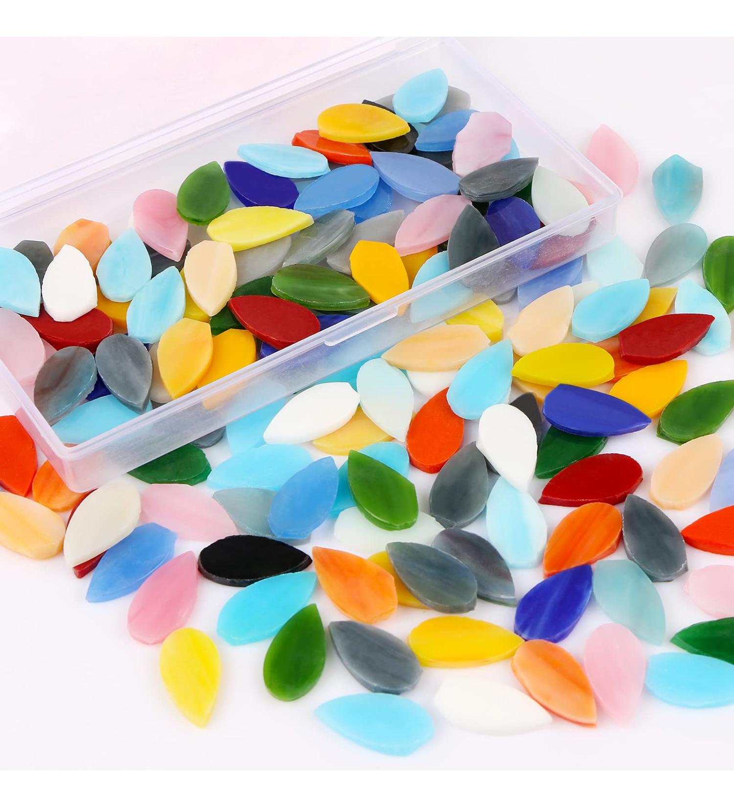 Aunifun Flat Glass Mosaic Tiles 150 pcs - Stained Glass Waterdrop Gems for DIY Crafts and Home Decoration - Buy Online on GoSupps.com