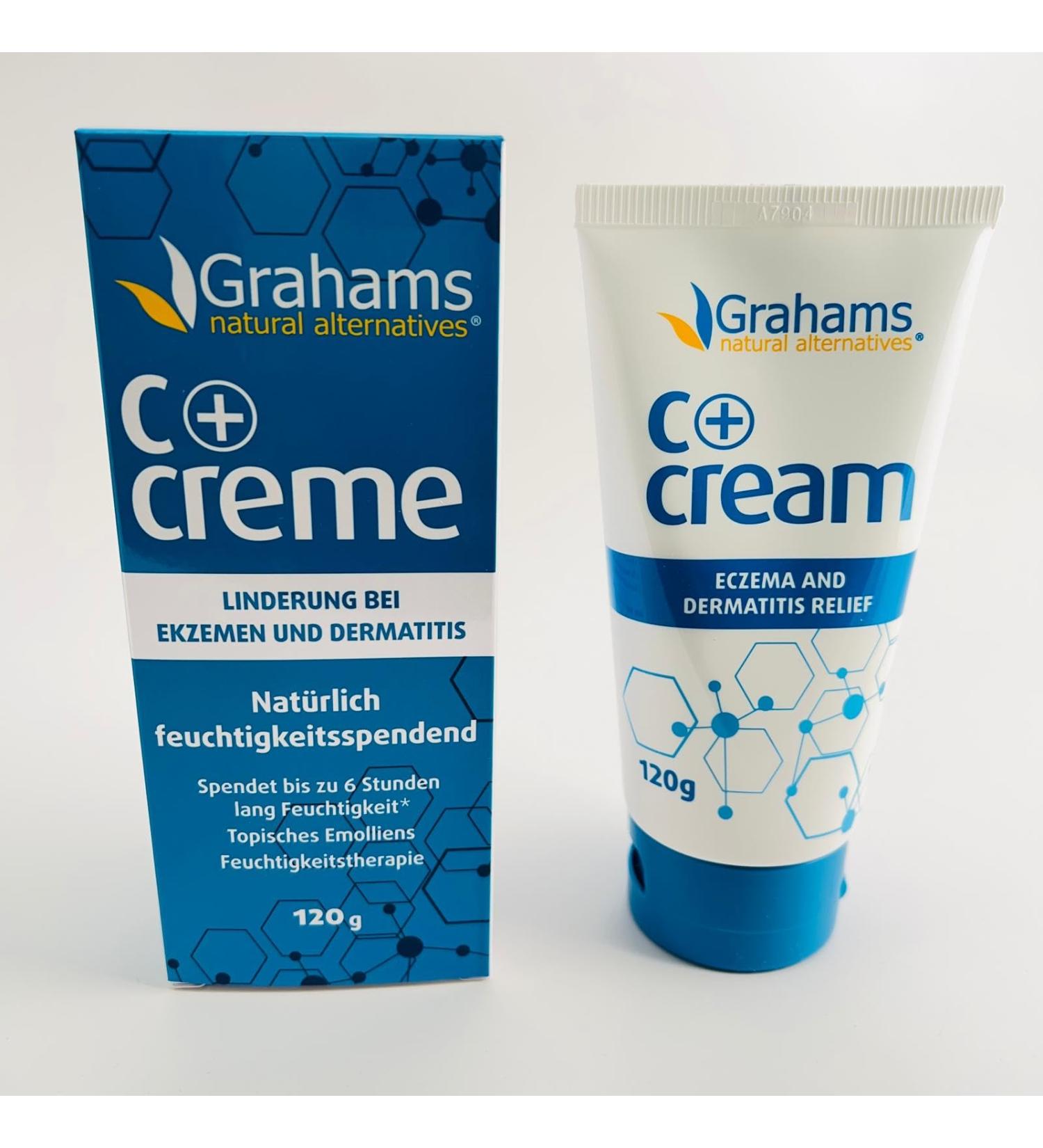 Grahams Natural C+ Cream medical neurodermatitis cream for adults and children natural care for eczema itching and redness without cortisone with manuka and oat flour 120 g