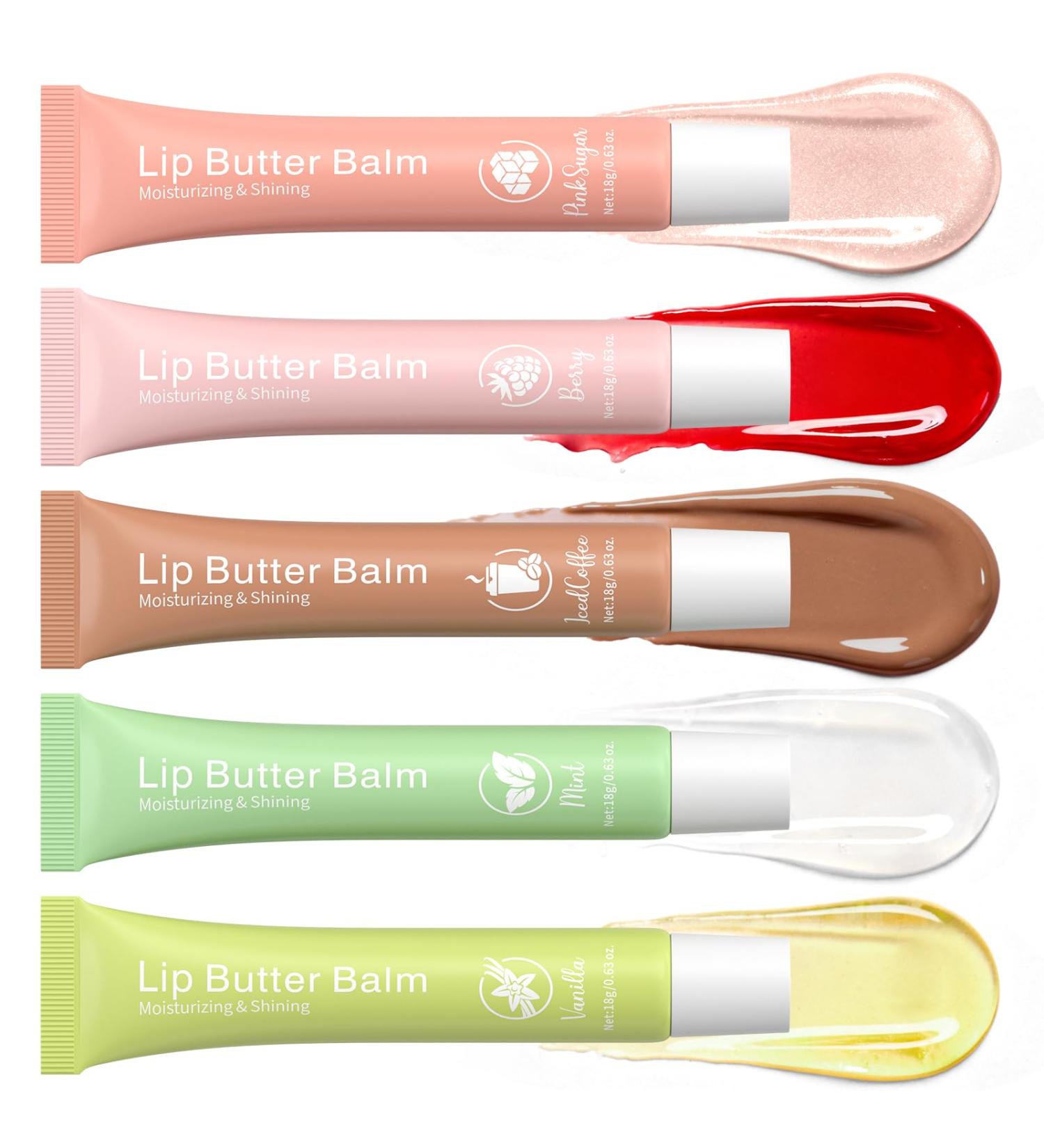 RIHAKO Glossy Lip Balm & Lip Gloss Set Hydrating Lip Butter Balms For Smooth, Soft Lips Nourishing, Long-Lasting Moisture Vanilla, Coffee, Mint, Berry & Pink Sugar,Valentine S Day Gifts For Women - Buy Online on GoSupps.com