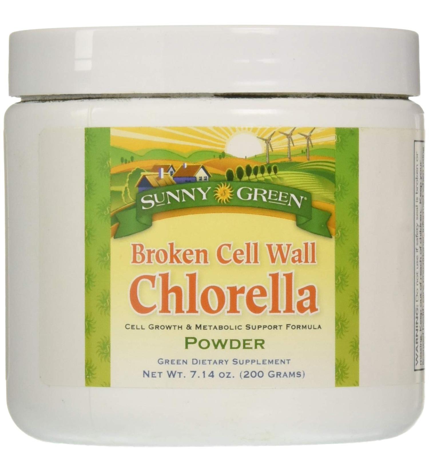 Sunny Green Broken Cell Wall Chlorella Powder 7.14 oz - Nutrient-Dense Superfood for Detox & Health - Buy Online on GoSupps.com