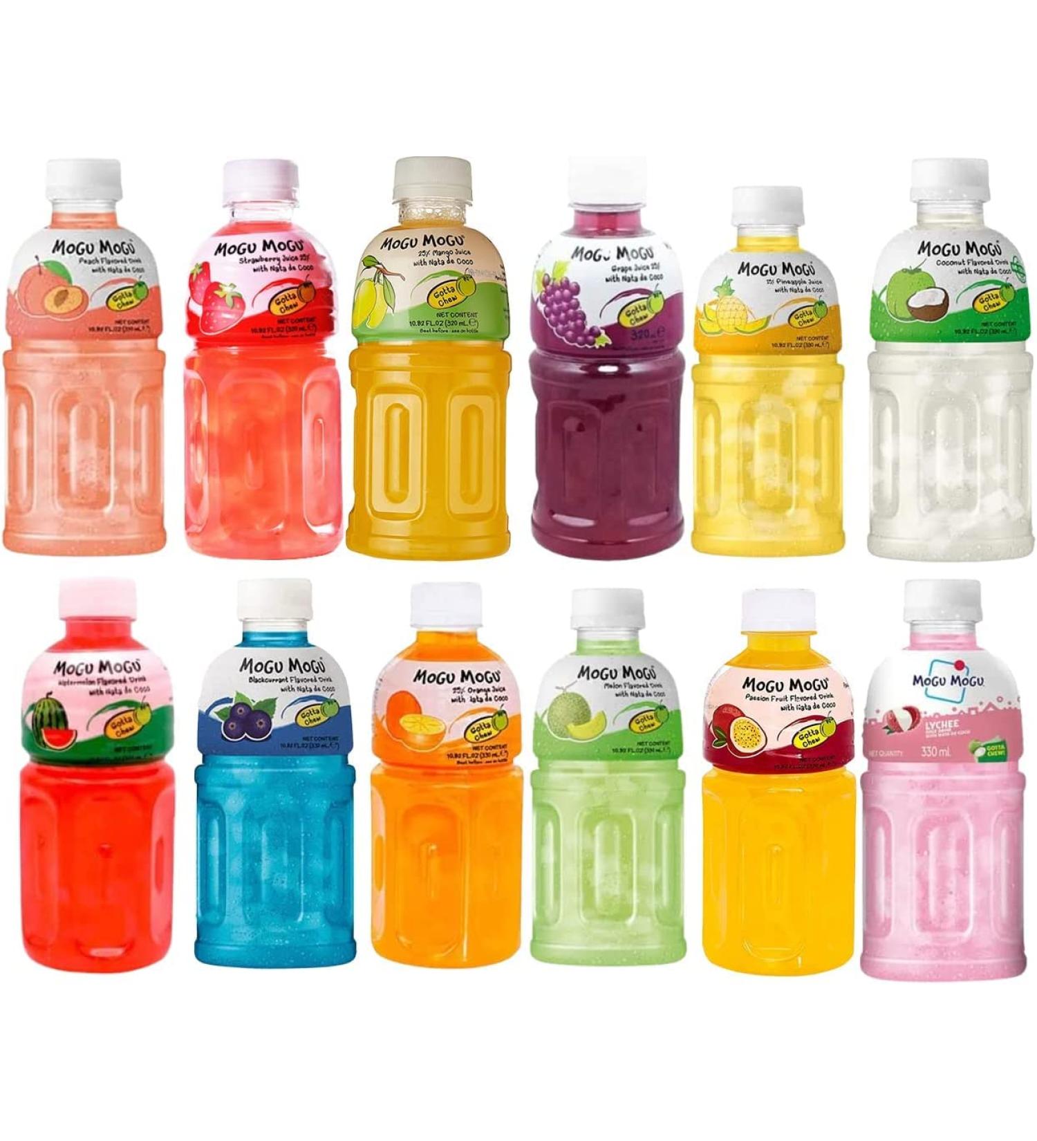 Mogu Mogu Varied Flavored Drinks - Nata De Coco Juice - Jelly Texture - Refreshing Taste - Fun Drinking During Hot Summers (24 Bottles) Mixed Flavours (Minimum 6 flavours)