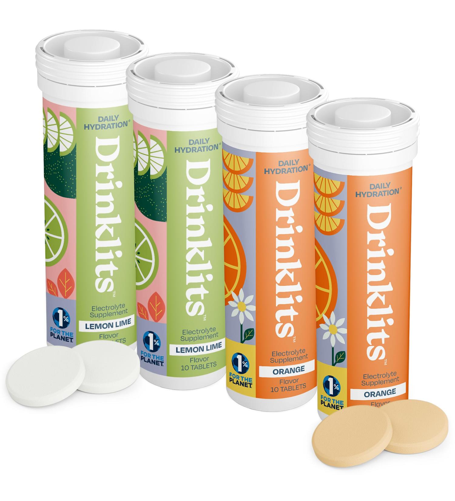 Buy Drinklits Lemon-Lime & Orange Electrolyte Tablets Bundle | Citrus Daily Hydration Combo Pack | 0g Sugar 40 Servings | Travel Essential - Buy Online on GoSupps.com
