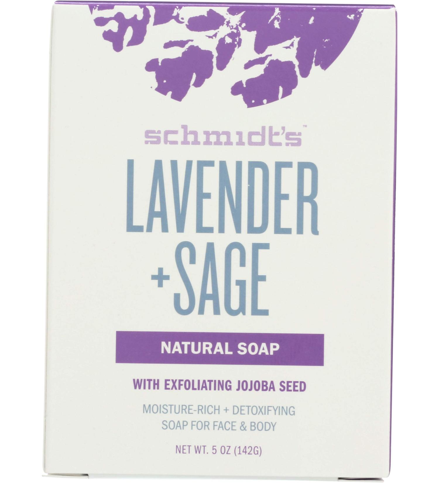 Schmidt's Lavender + Sage Natural Bar Soap 5 Oz - Gentle and Nourishing Cleanser - Buy Online on GoSupps.com