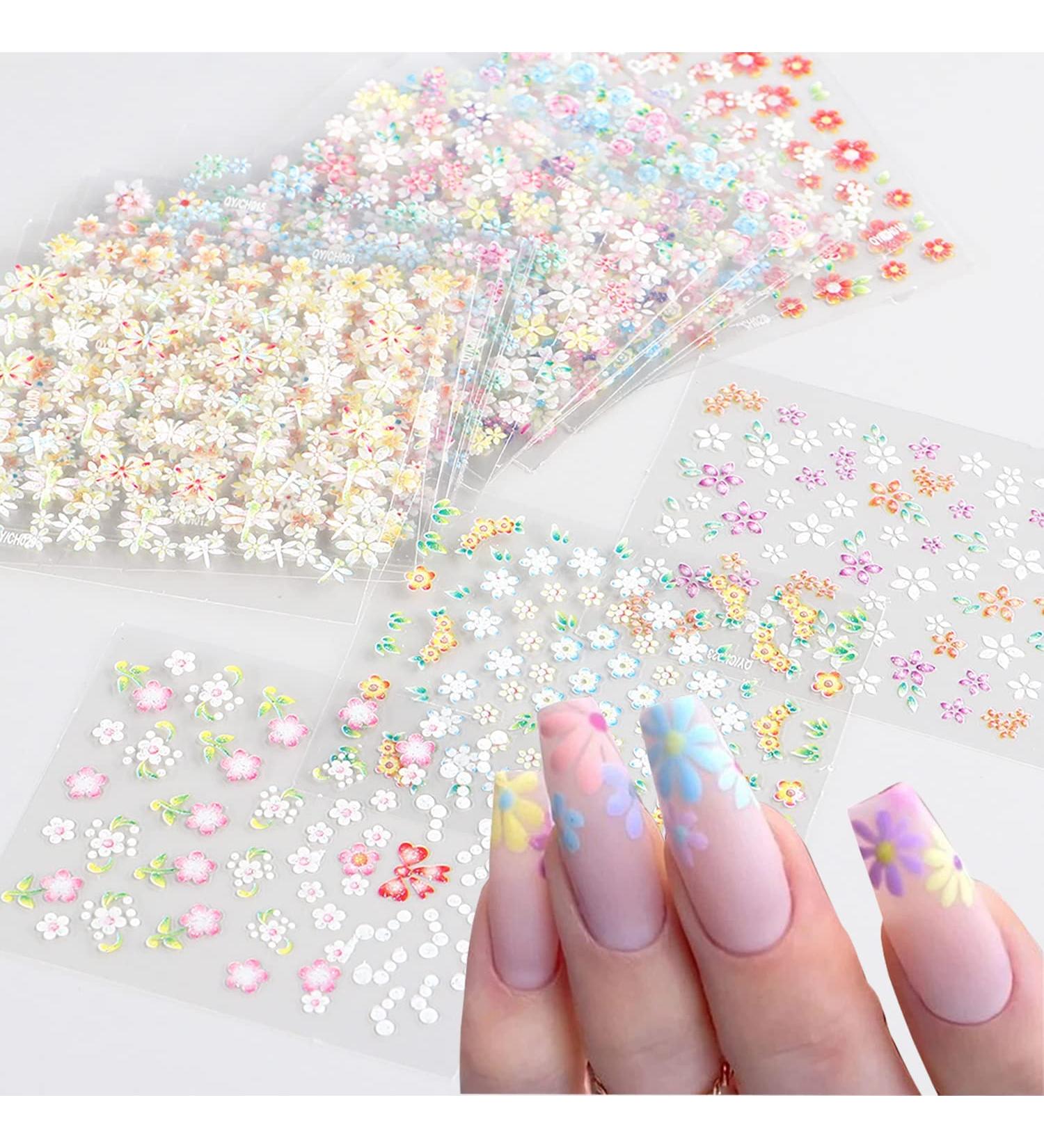 30 Sheets 3D Flower Nail Art Stickers - Colorful Self Adhesive Designs for Women & Girls - DIY Manicure Decorations - Buy Online on GoSupps.com
