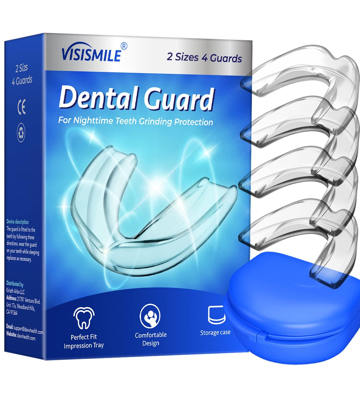 Visismile Professional Dental Night Guard for Teeth Grinding - 2 Sizes Pack of 4 with Hygiene Case | Stops Bruxism & Clenching - Buy Online on GoSupps.com