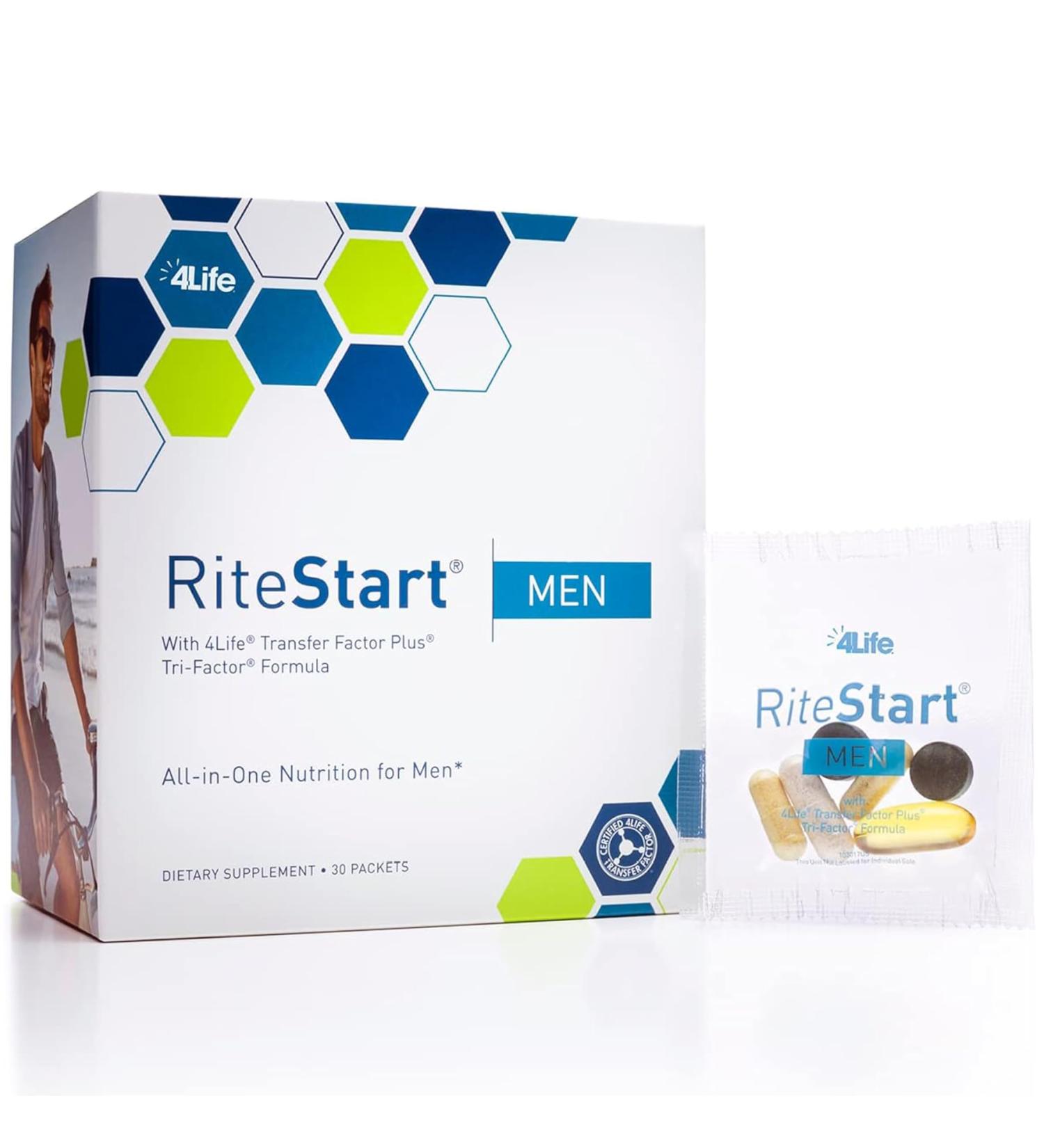 4Life RiteStart Men - Daily Nutritional Pack Supports Immune System Health - Daily Supplement Formula with Vitamin C D and Zinc - 30 Packets - Buy Online on GoSupps.com