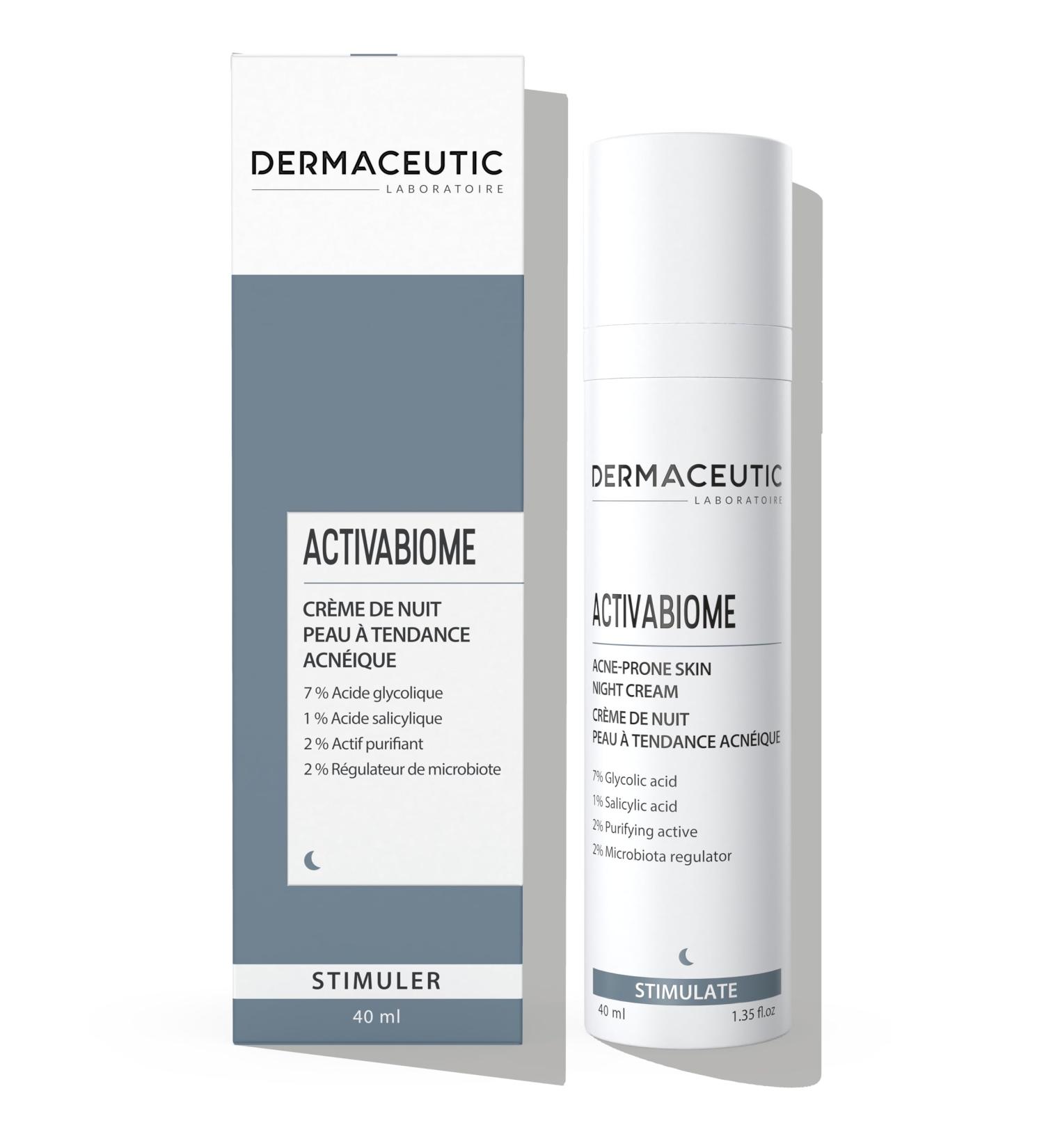 Activabiome by Dermaceutic - Night cream for acne-prone skin containing glycolic acid in solution a Microbiota Regulator Salicylic Acid and a purifying Active - 40 ml - Buy Online on GoSupps.com
