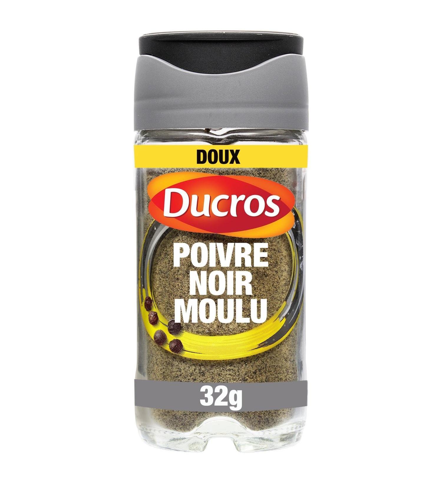 DUCROS Poivre Noir Moulu Doux Force 5 Saveur Intense et Aromatique pour Vos Recettes (Pot 32g) - Le Lot De 3