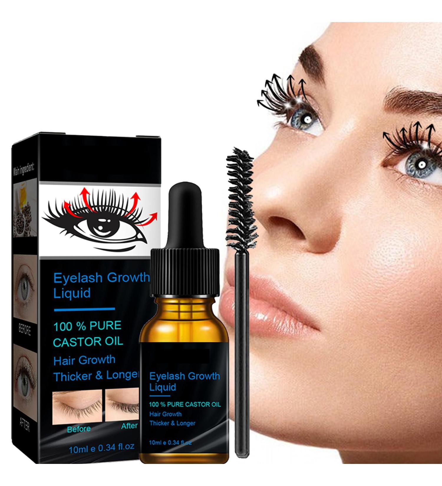 Castor Oil For Hair Growth Eyelashes Cold Pressed Pure Castor Oil For Eyelashes Eyebrow Hair Growth Nails And Skin With Eyebrow Brushes 10Ml - Buy Online on GoSupps.com