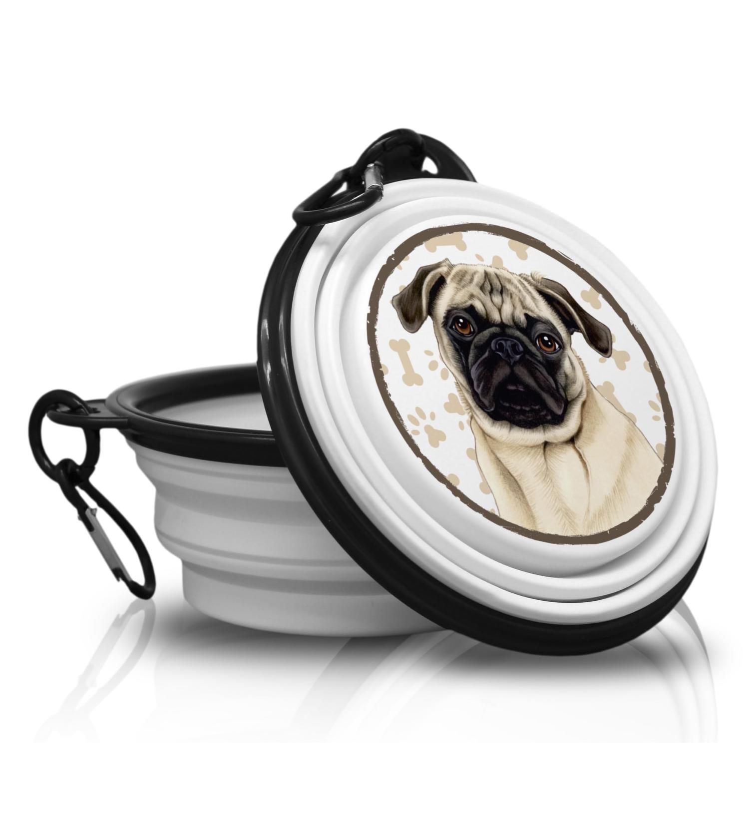 PUG Portable Foldable Pet Bowl with Carabiner - Lightweight & Unique Travel Drinking Bowl for Dogs & Cats - Buy Online on GoSupps.com