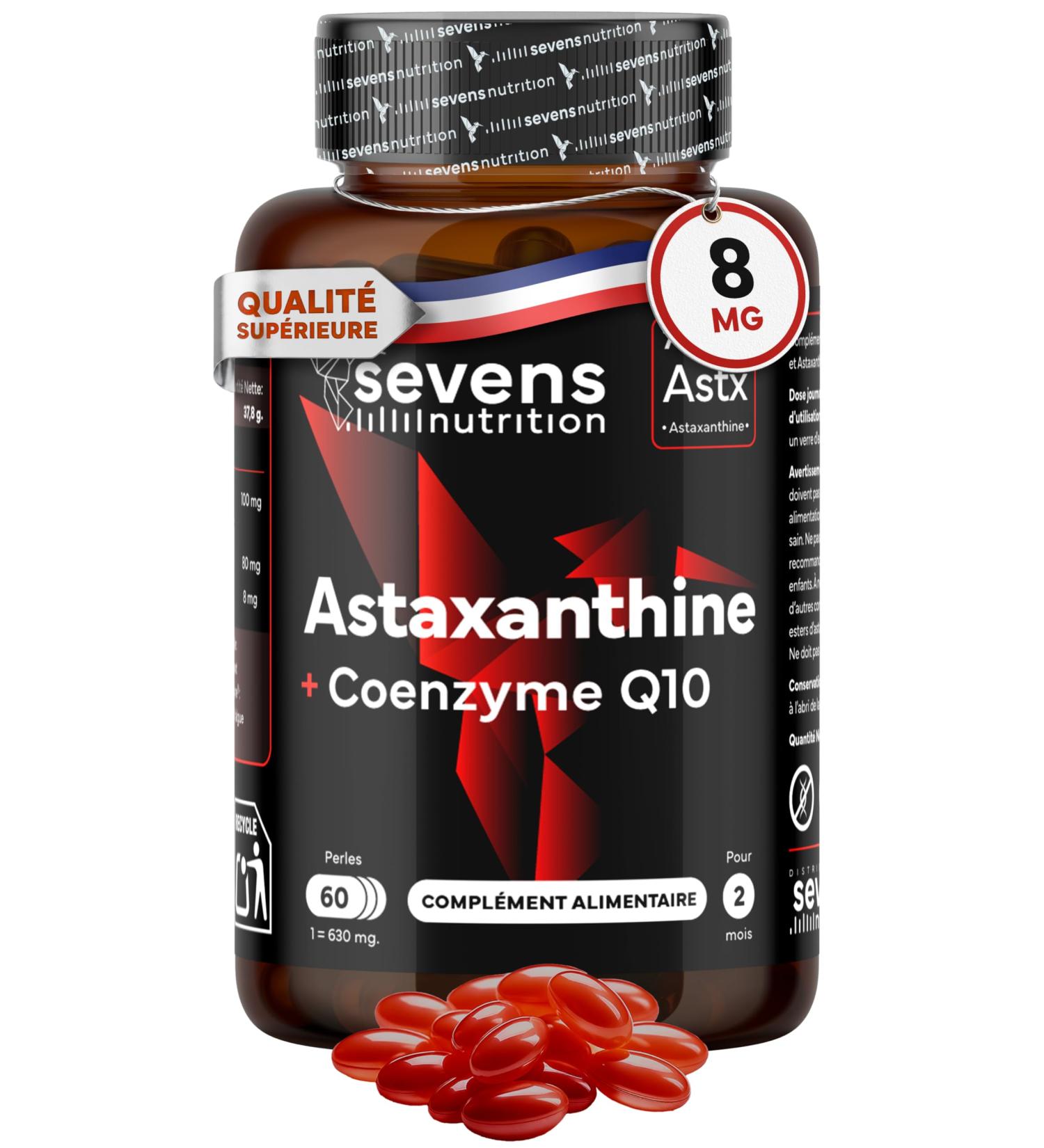 Astaxanthine Naturelle Astapure avec Coenzyme Q10 et Huile d Olive Vierge Extra Antioxydants Puissants pour Yeux Peau Immunit 60 Softgels Haute Absorption Sevens - Buy Online on GoSupps.com