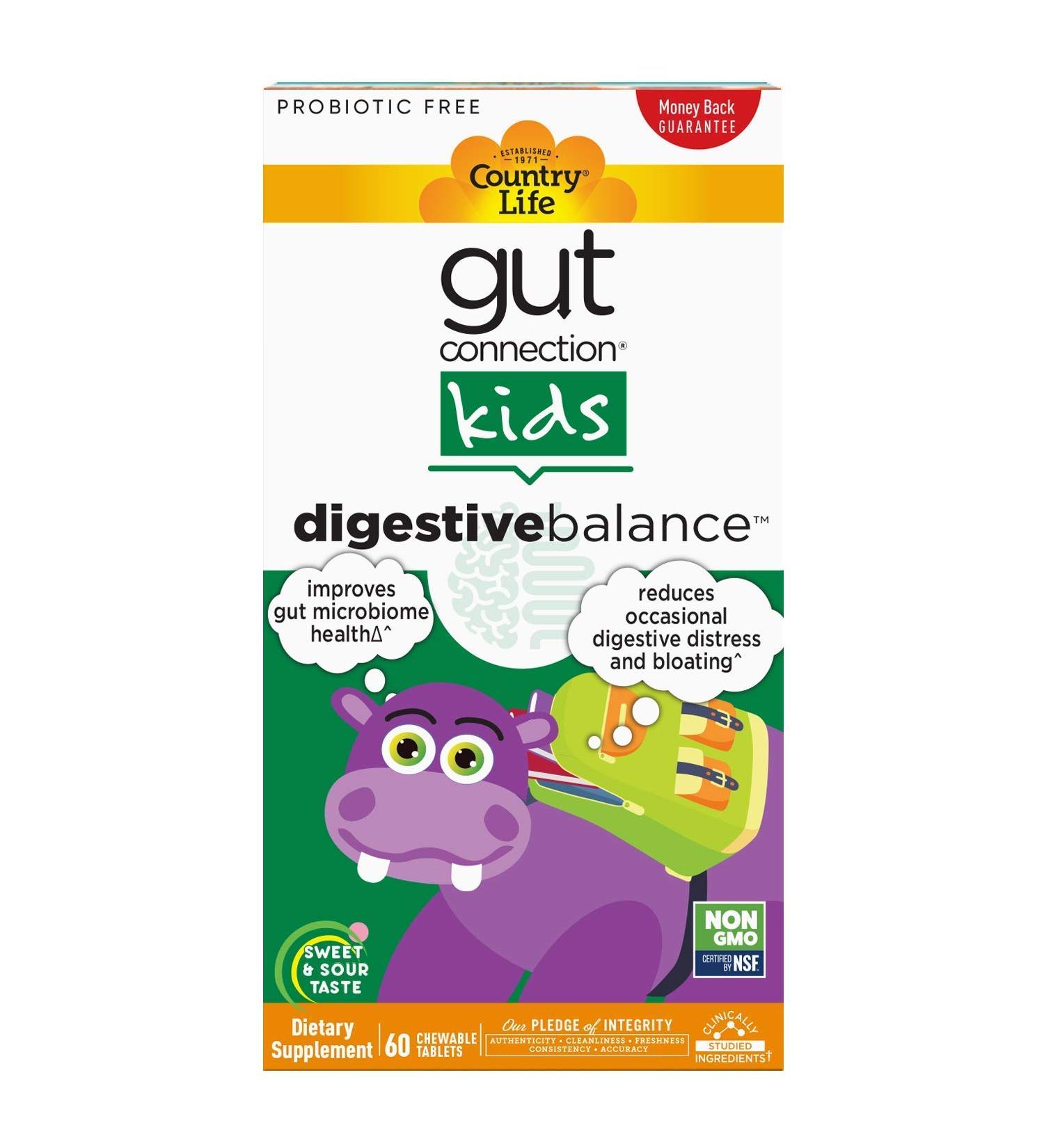 Country Life Gut Connection Kids Digestive Balance - 60 Sweet & Sour Chewable Tablets - Buy Online on GoSupps.com
