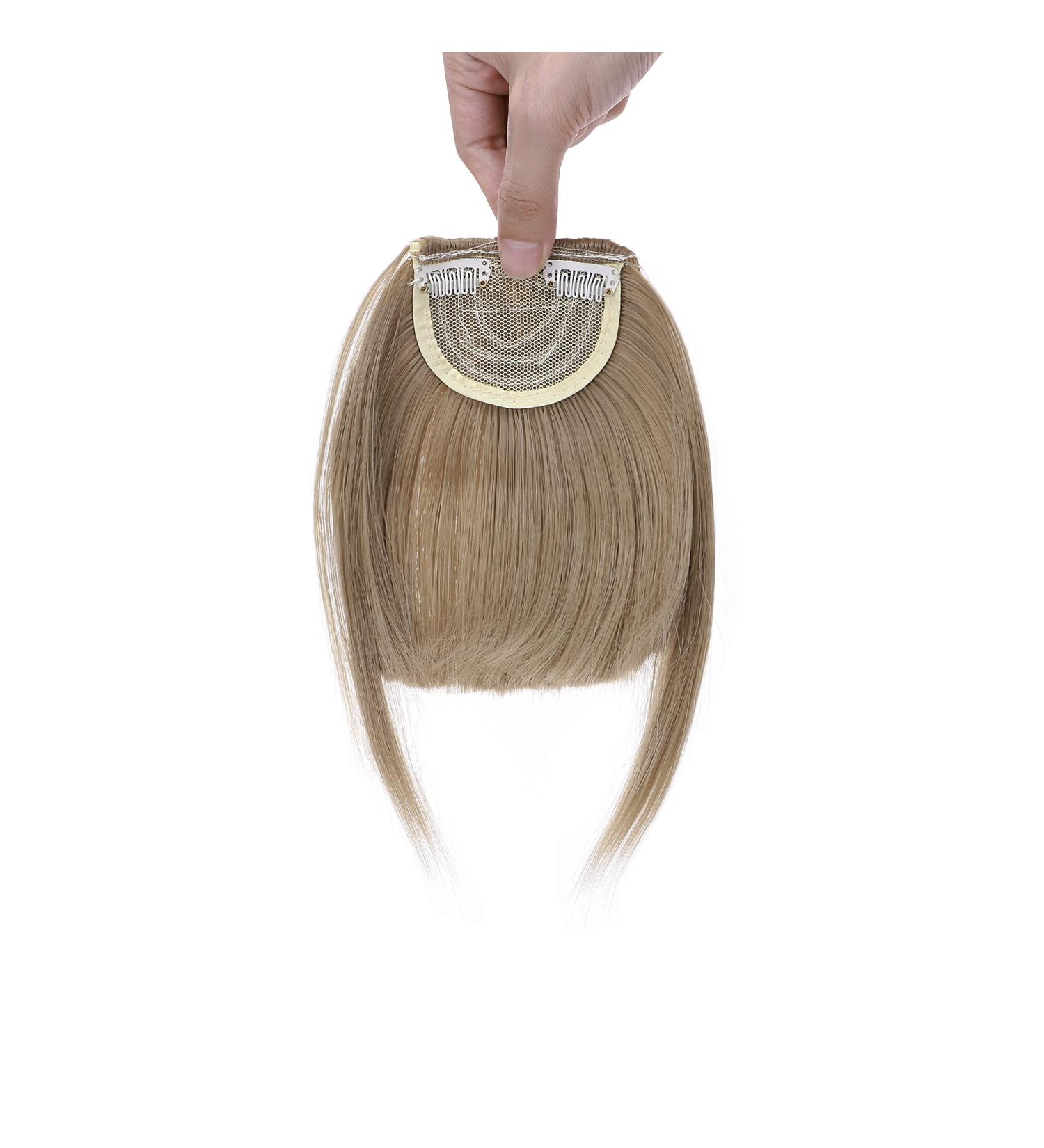 Clip In Bangs Hair Extensions - Dark Ash Blonde Front Neat Fringe Hairpiece for Women - Buy Online on GoSupps.com