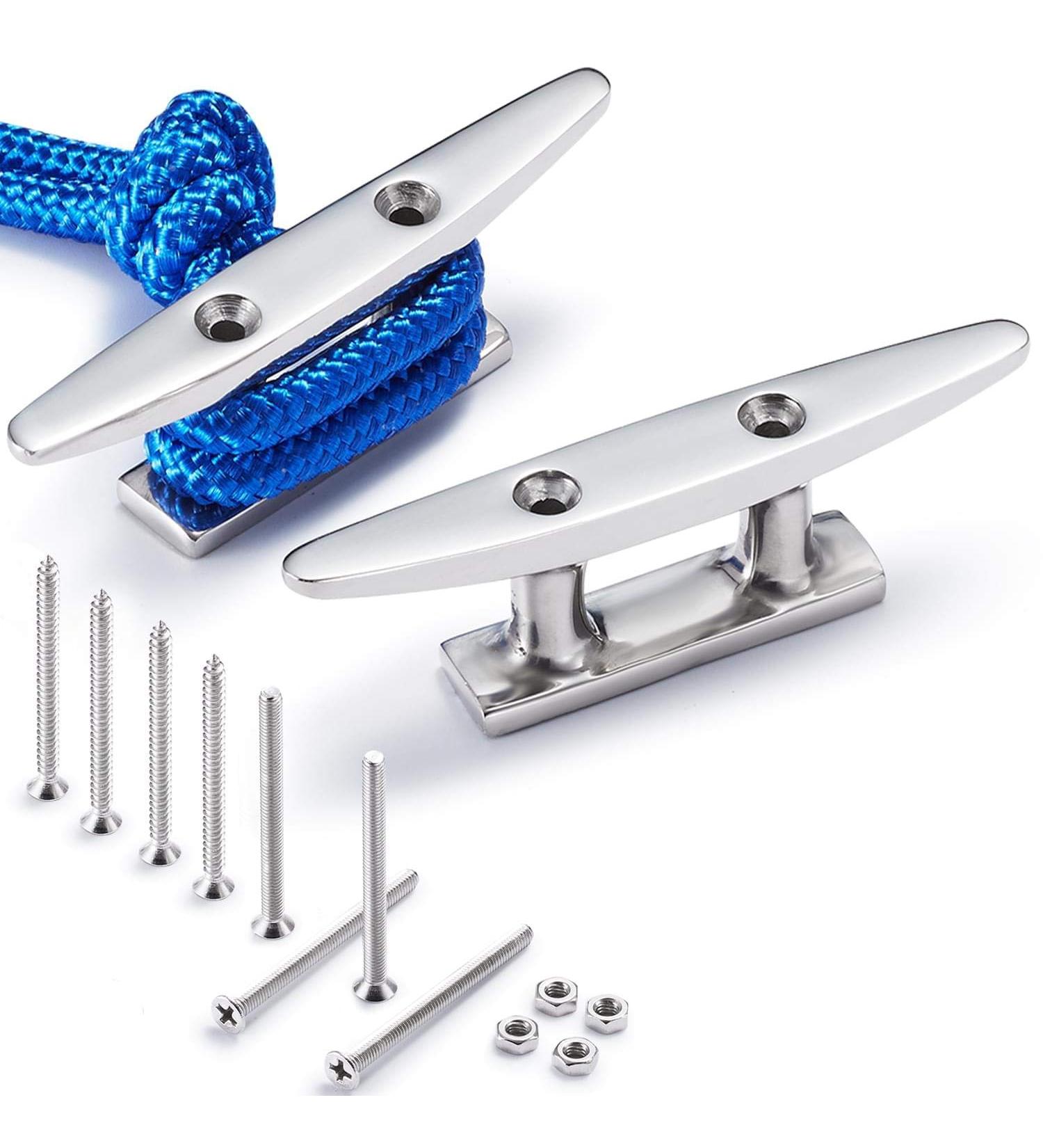 ZOMCHAIN 4 inch Boat Cleat Open Base Dock Cleat | 316 Stainless Steel Mooring Accessories (2PCS) with Installation Screws - Buy Online on GoSupps.com