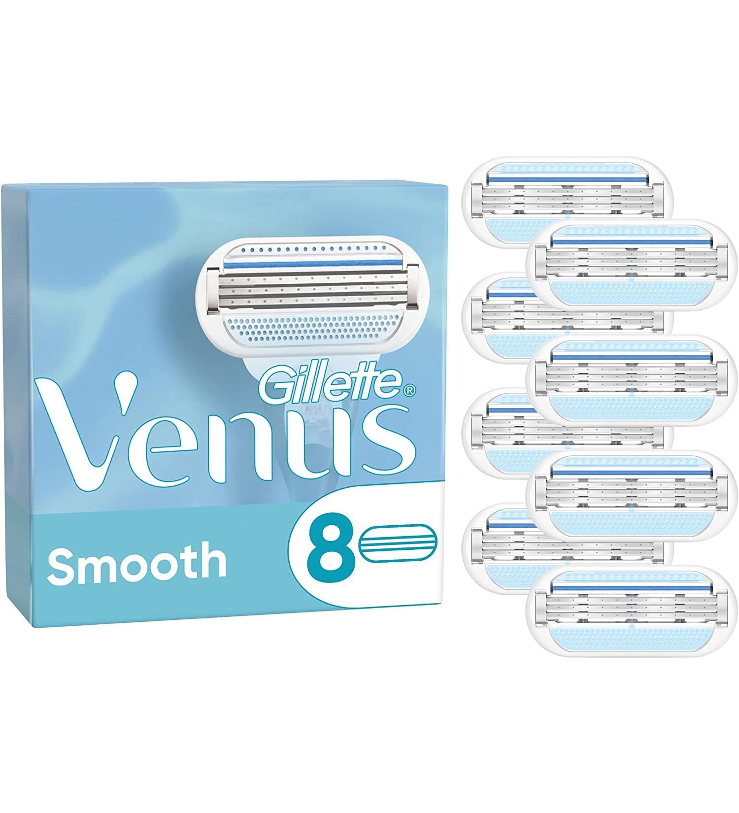 Gillette Venus Smooth Razor Blades for Women - 8 Replacement Blades (3-Blade) - Premium Quality Shaving - Buy Online on GoSupps.com