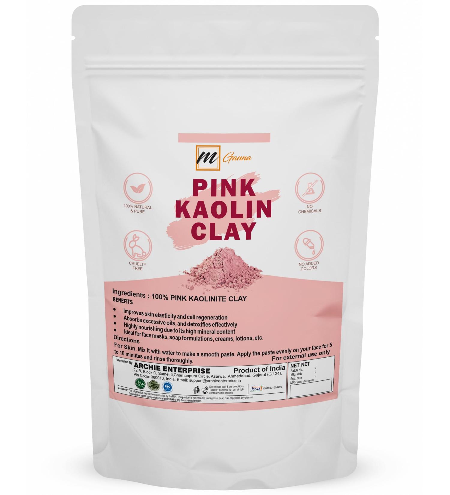 mGanna 100% Natural Rose Clay/Pink Kaolin Clay Powder 454 g / 1 lbs for Skin Tightening Facial Masks Creams Face Masks and Soap Making - Buy Online on GoSupps.com