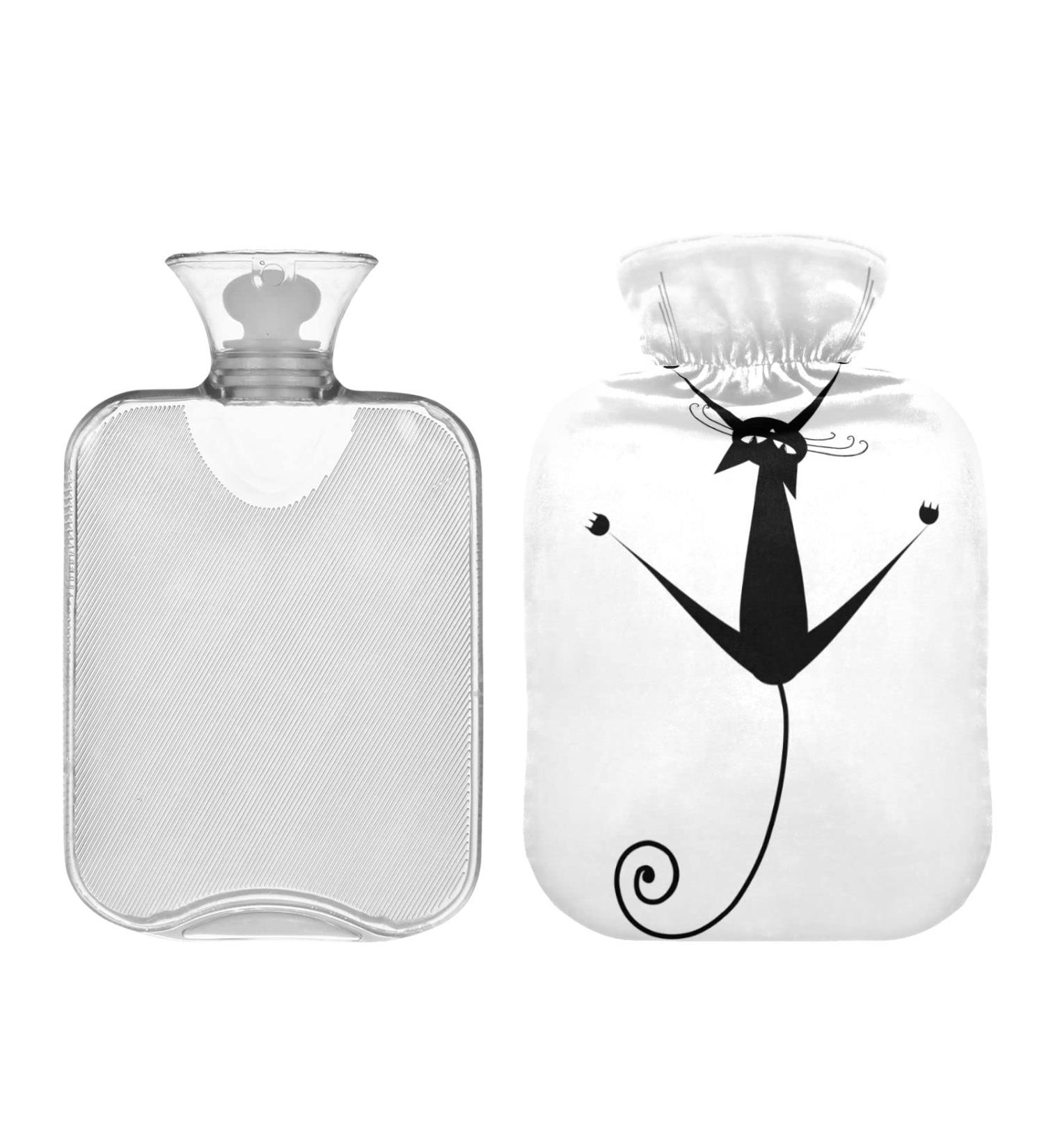 Funny Black Cat Hot Water Bottle 2L with Cover | Pain Relief & Winter Hand Feet Warmer | International Shipping - Buy Online on GoSupps.com