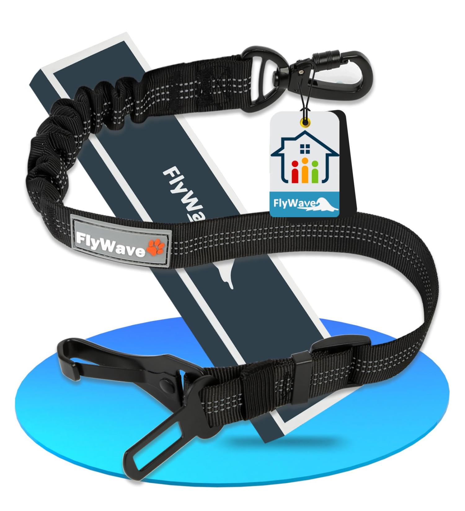 Flywave Strap-On Dog Car Belt | Adjustable Reflective Dog Safety Harness for All Breeds | Secure Buckles & Clips Universal Fit for All Auto Types - Buy Online on GoSupps.com