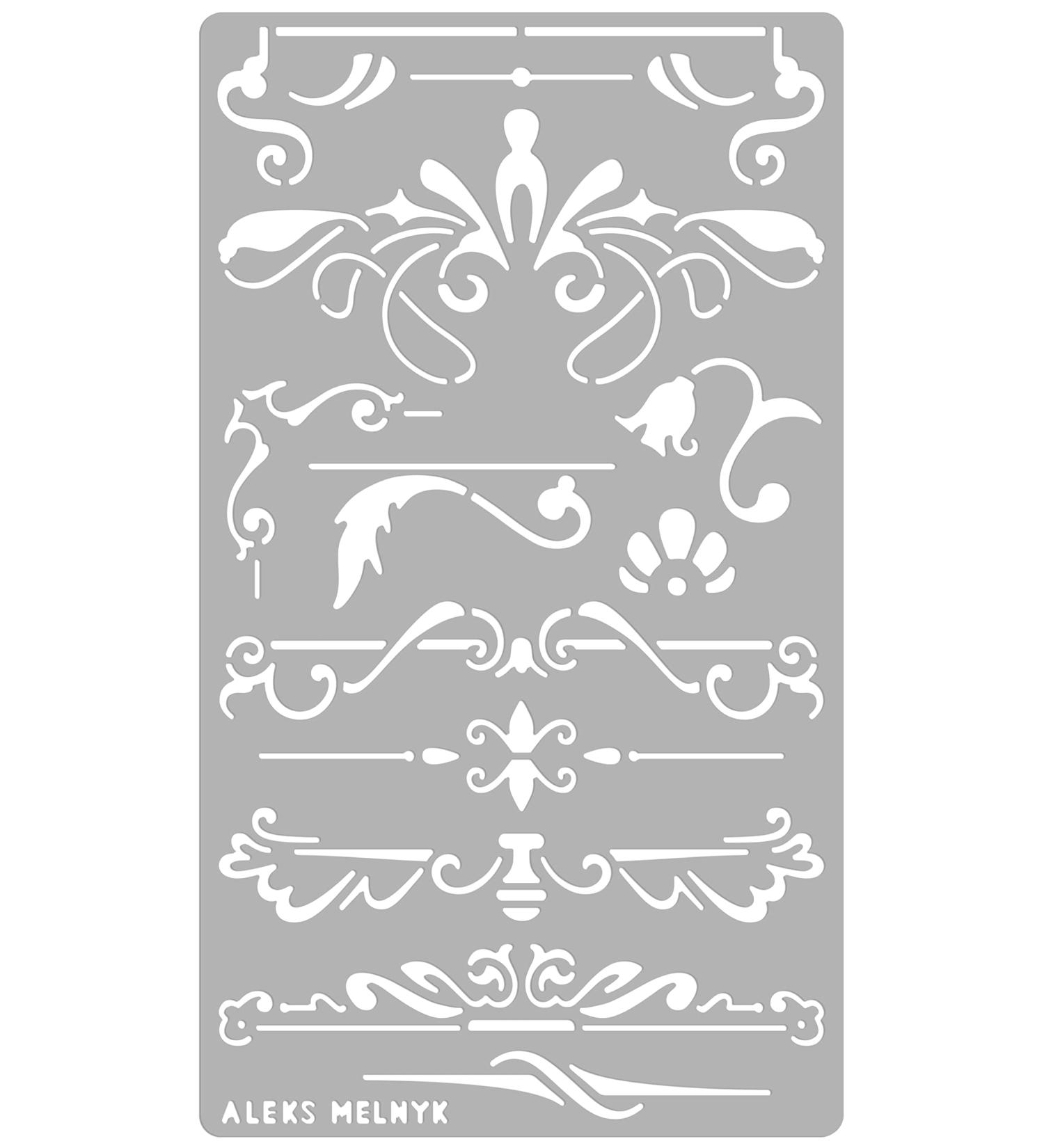 Aleks Melnyk 7 Metal Journal Stencil - Flowers, Vines, Vintage Patterns for Wood Burning, Pyrography, Painting on Wood, Furniture Crafts - Bullet Journaling Template - Buy Online on GoSupps.com