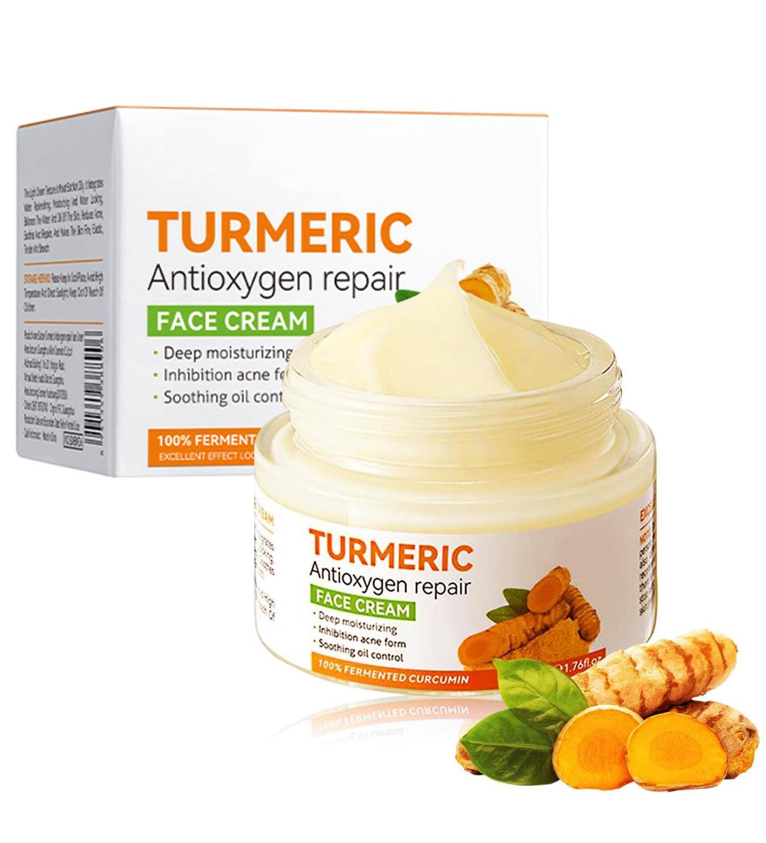 Bisienya Turmeric Face Cream Hydrating Face Cream Moisturize and Fade Fine Lines Improve Skin Texture Elasticity and Firmness and Reduce Dull Skin Tones(50g) - Buy Online on GoSupps.com