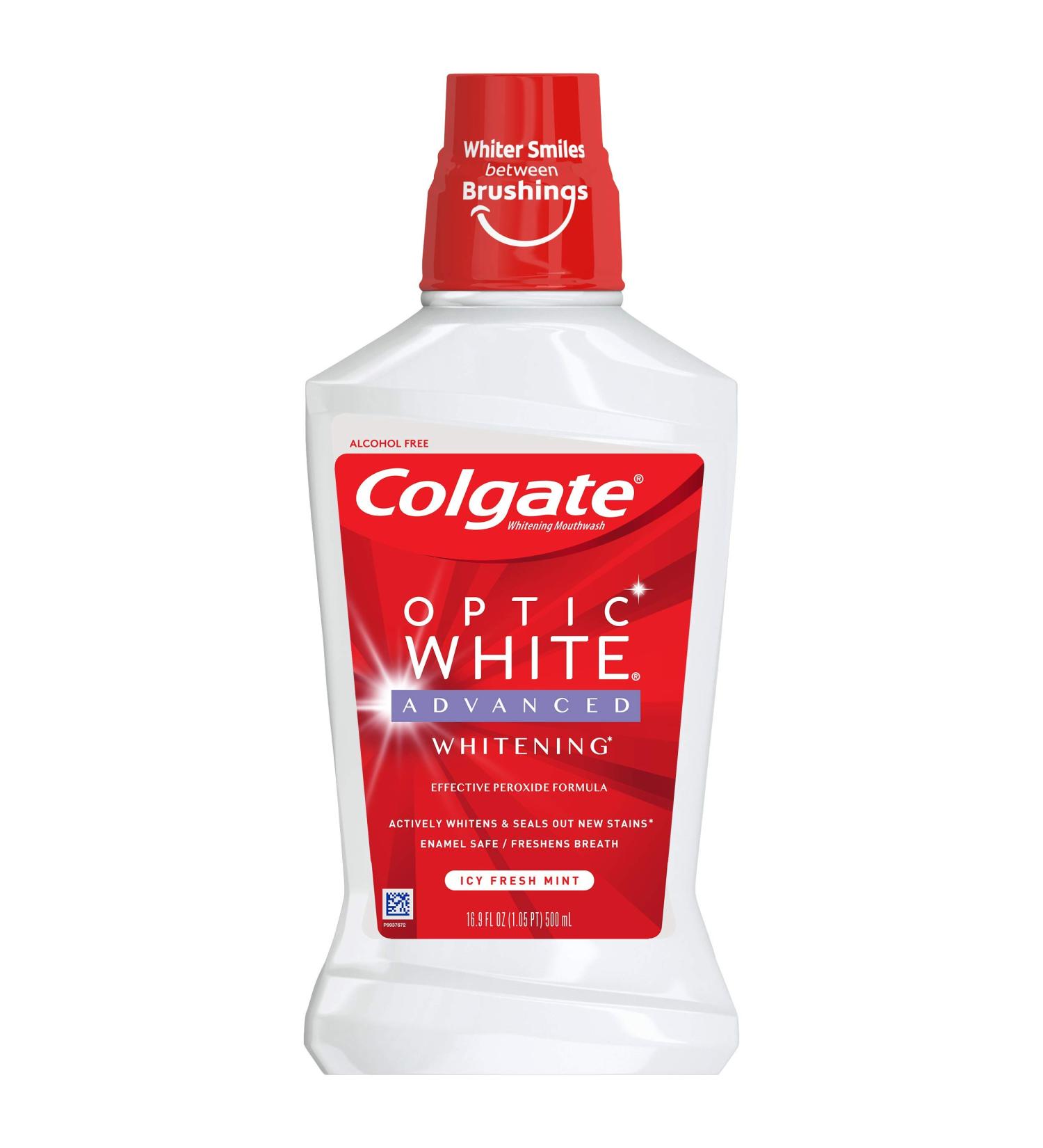 Colgate Optic White Whitening Mouthwash Fresh Mint - 500mL (16.9 fl oz) - Buy Online on GoSupps.com